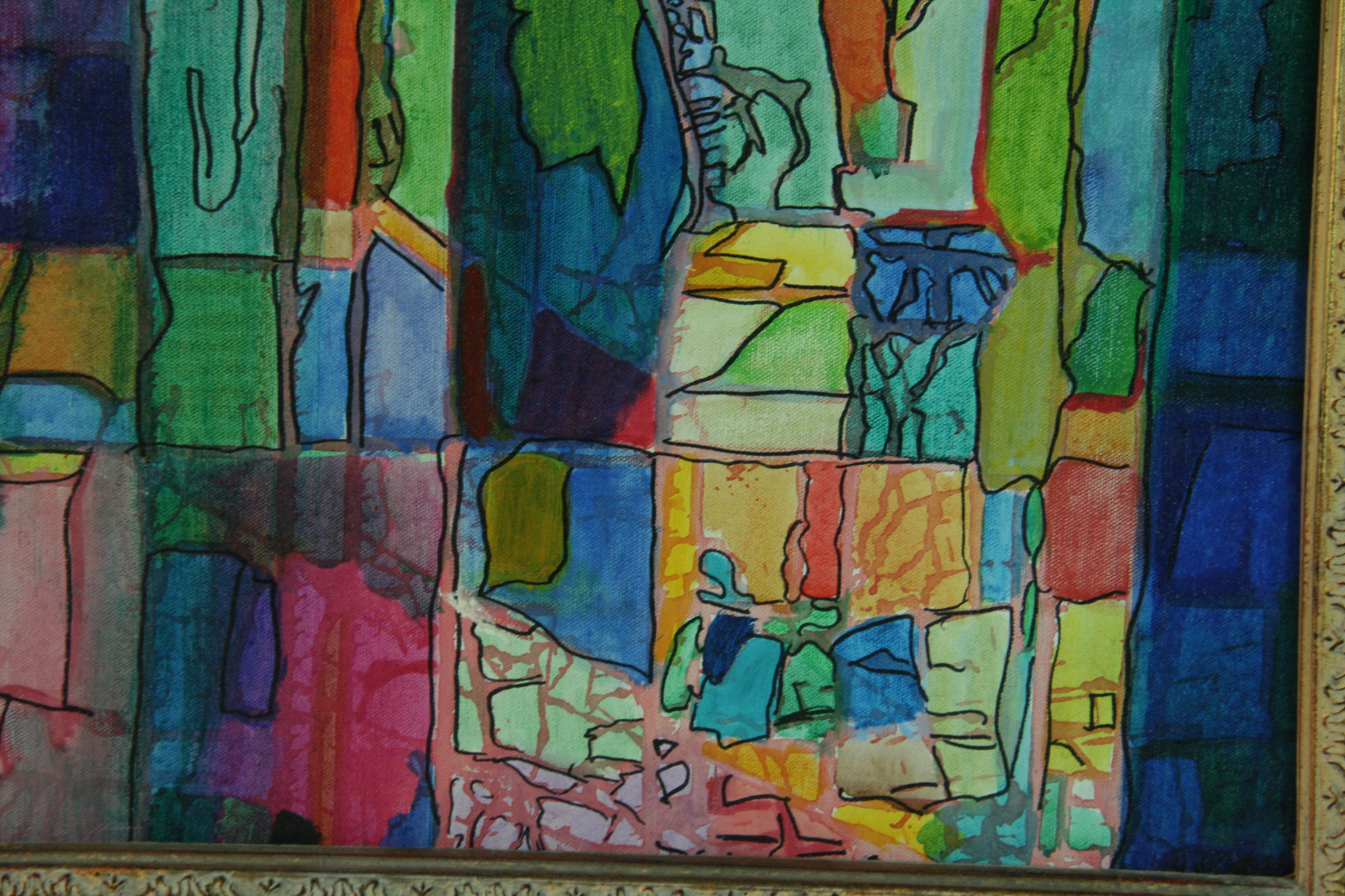 Vintage Französisch Cubic Bunte Landschaft im Angebot 2