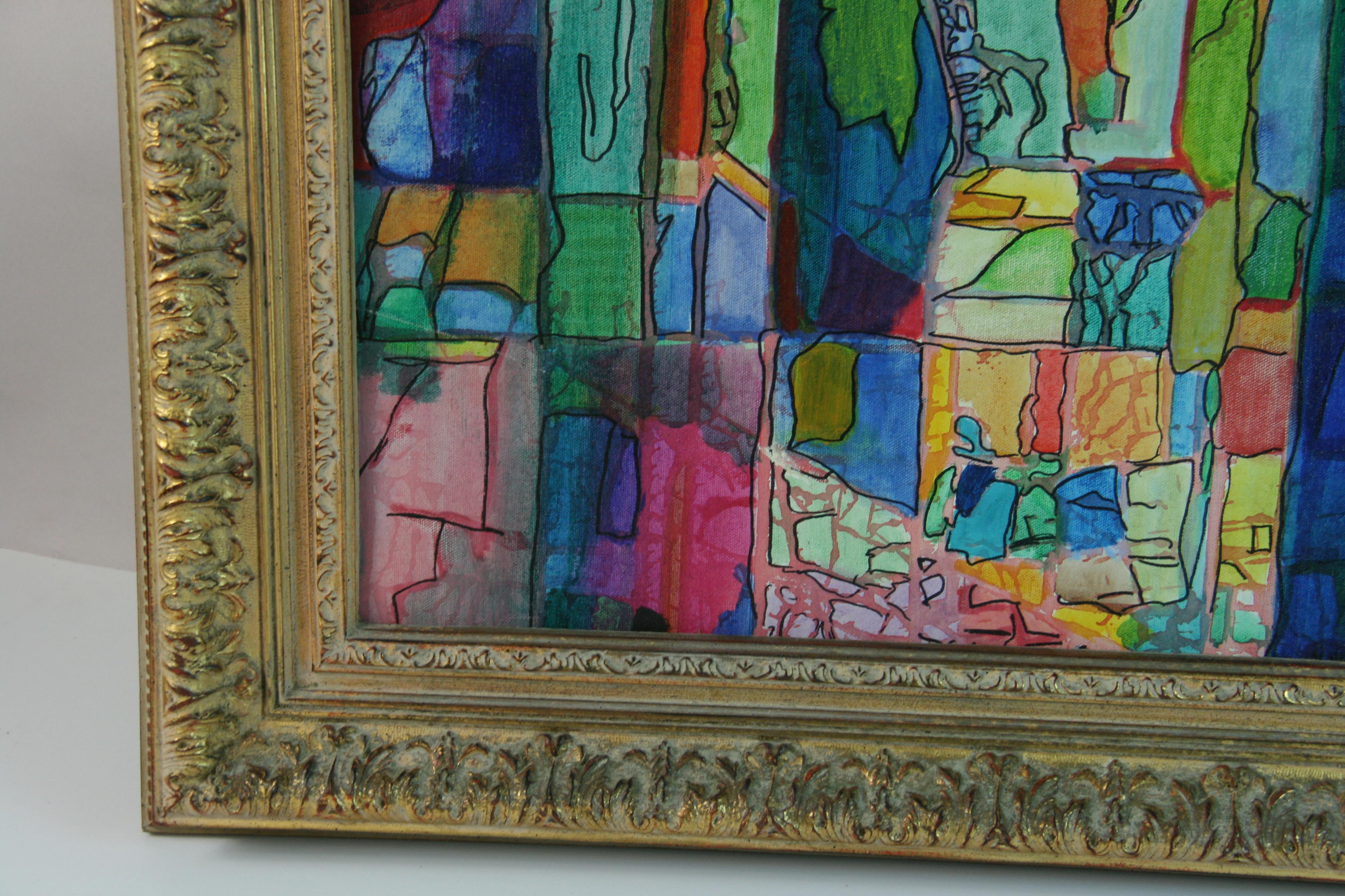 Vintage Französisch Cubic Bunte Landschaft im Angebot 3