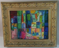 Vintage French Cubic Colorful Landscape