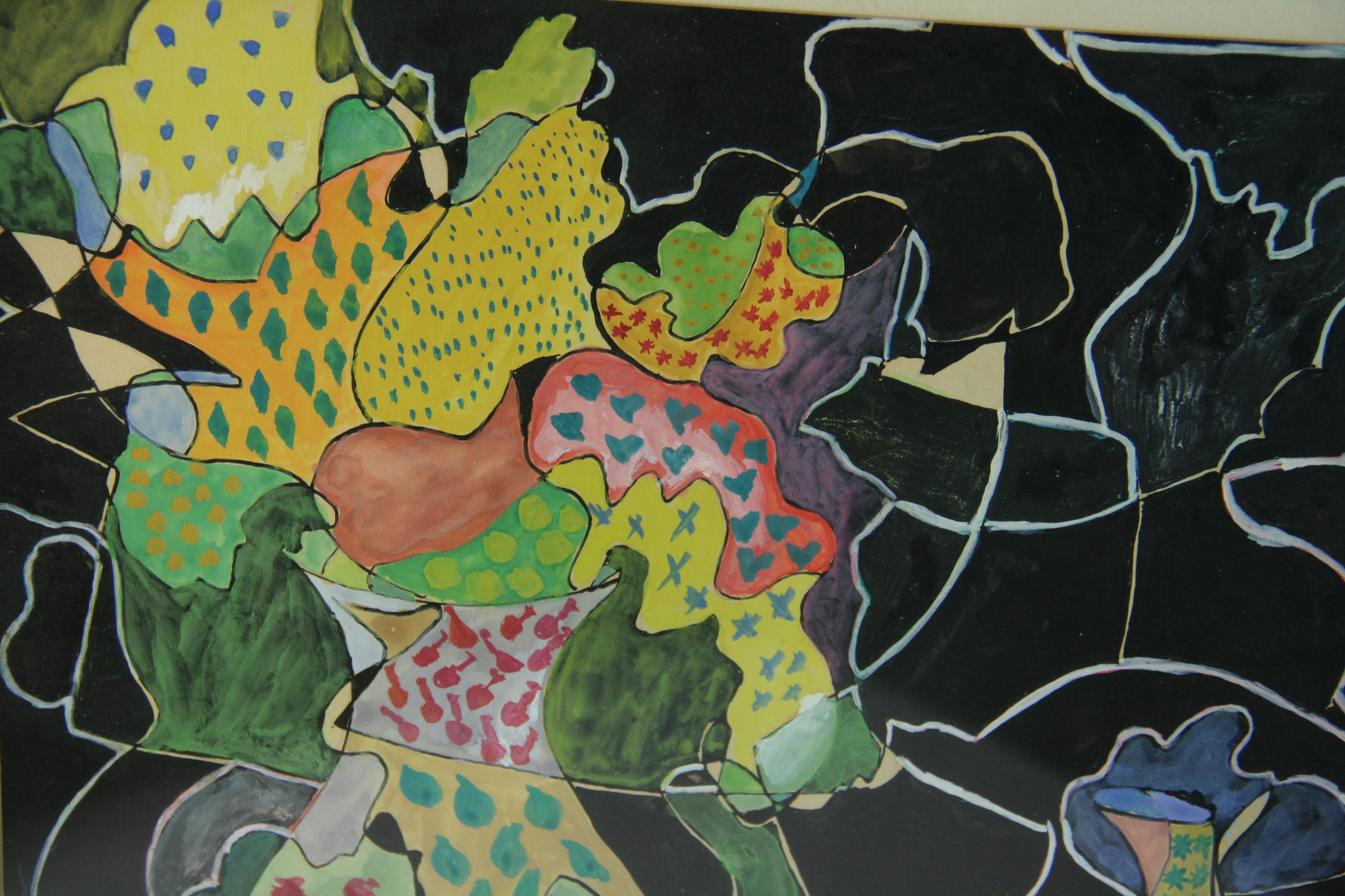 Vintage French Fauvist Fruits and Flowers Table Selling signed M.Colton 65 For Sale 7