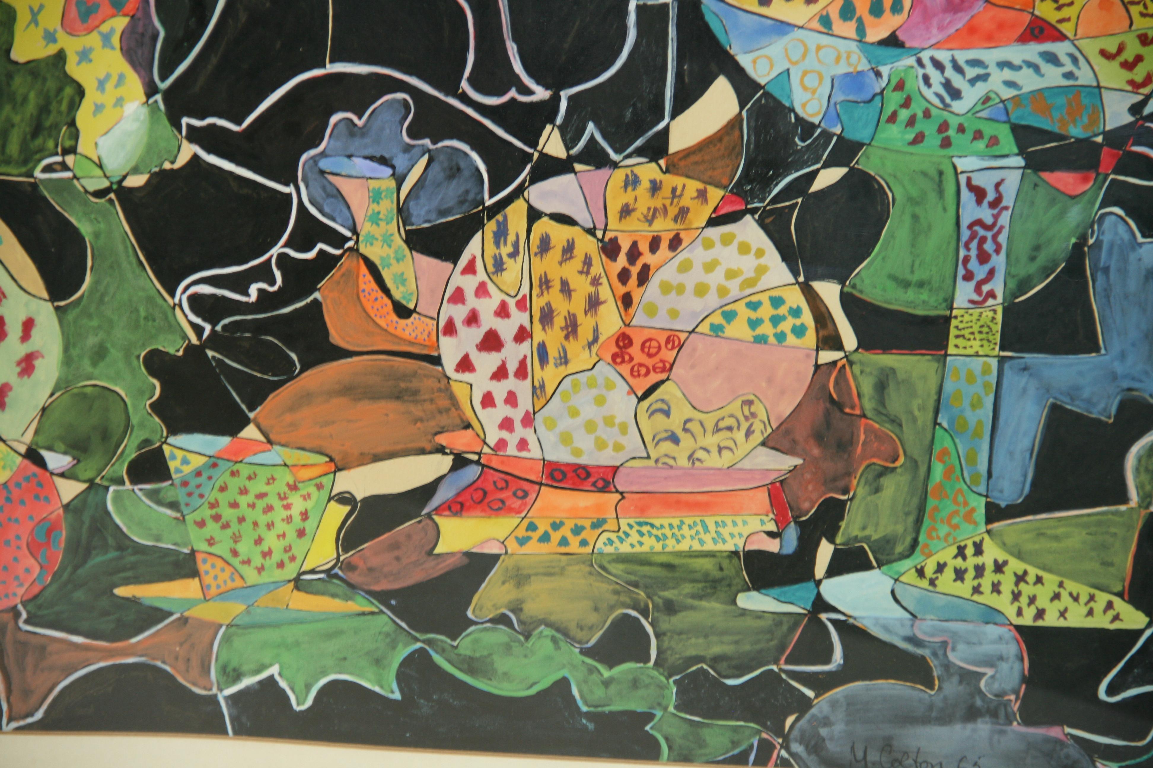 Mesa fauvista francesa vintage de frutas y flores Venta firmada M.Colton 65 en venta 3