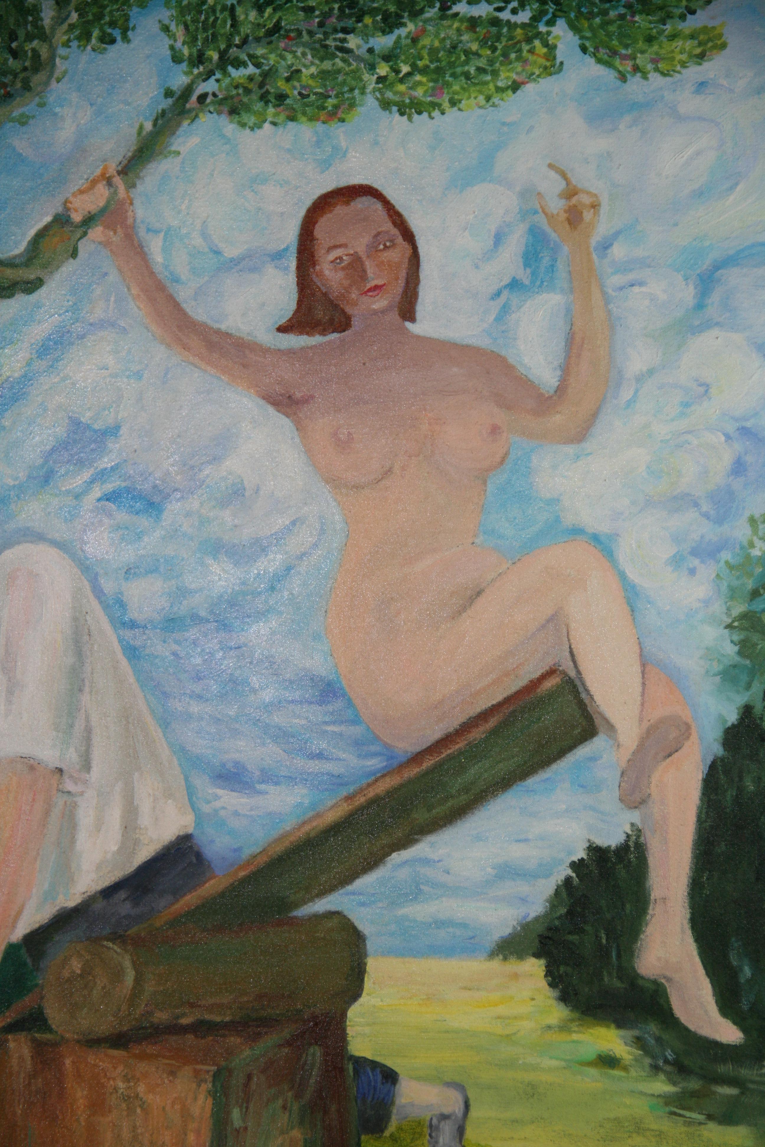 5150 French oversized Surreal Öl auf Leinwand  A  Der Mensch  Fantasie 
Gerahmt