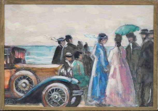 Unknown - Vintage French Impressionist Monogrammed High Society Beach ...