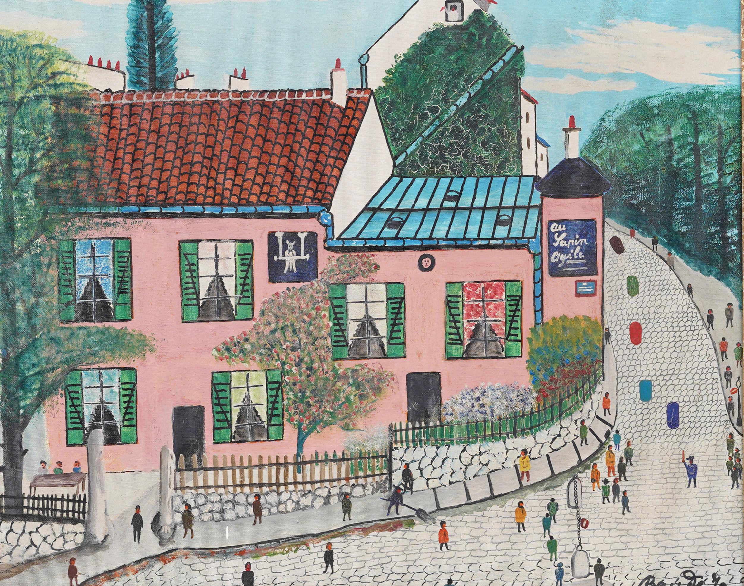 Vintage French Impressionist Signed Paris Street Scene Original Oil Painting For Sale 2