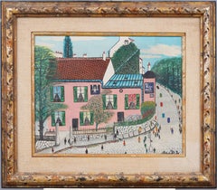 Vintage Impressionista francese firmato Scena di strada a Parigi Pittura ad olio originale