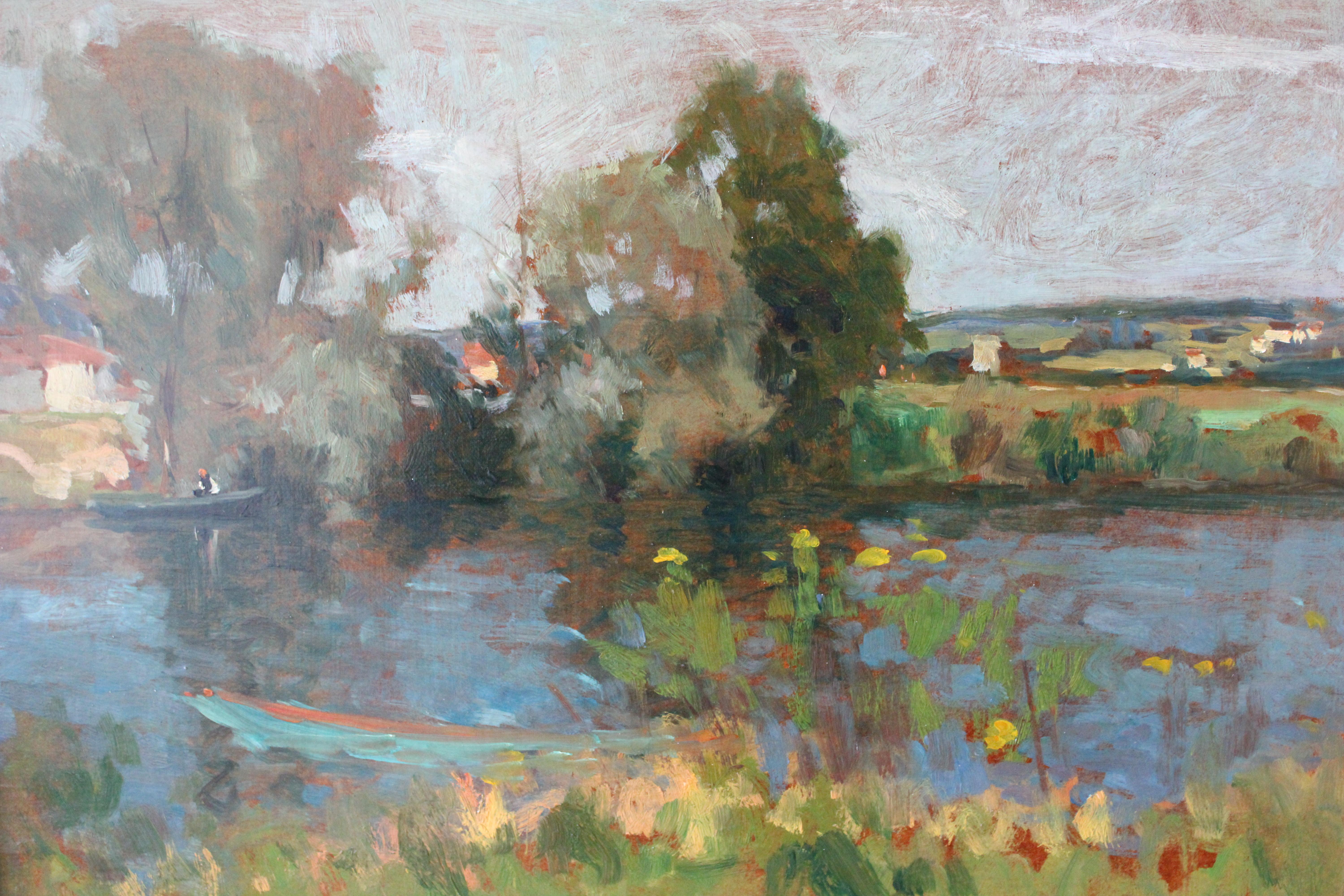 Vintage Französisch Landschaft Ölgemälde, Mitte des Jahrhunderts impressionistischen Ölgemälde – Painting von Unknown