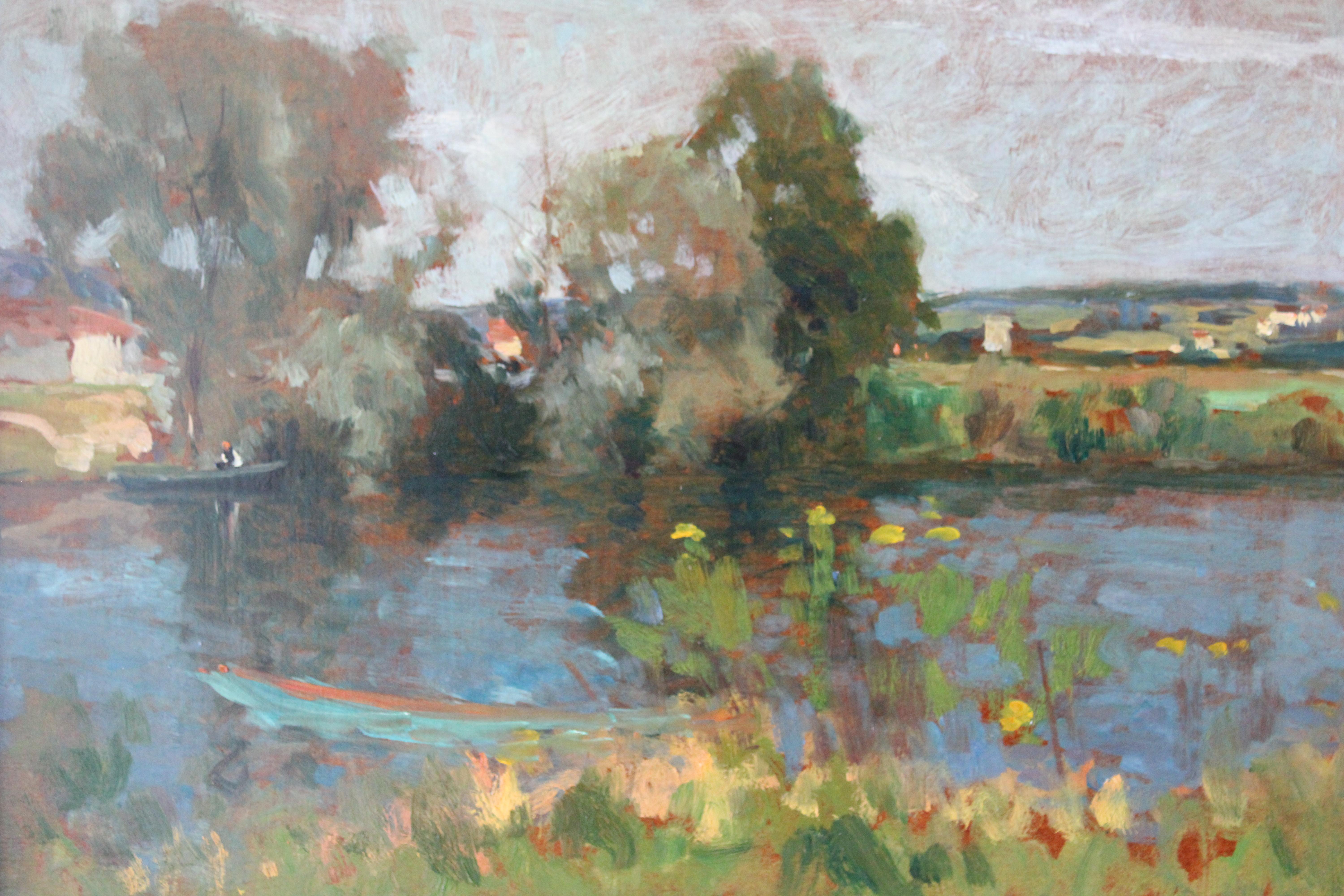 Vintage Französisch Landschaft Ölgemälde, Mitte des Jahrhunderts impressionistischen Ölgemälde im Angebot 1