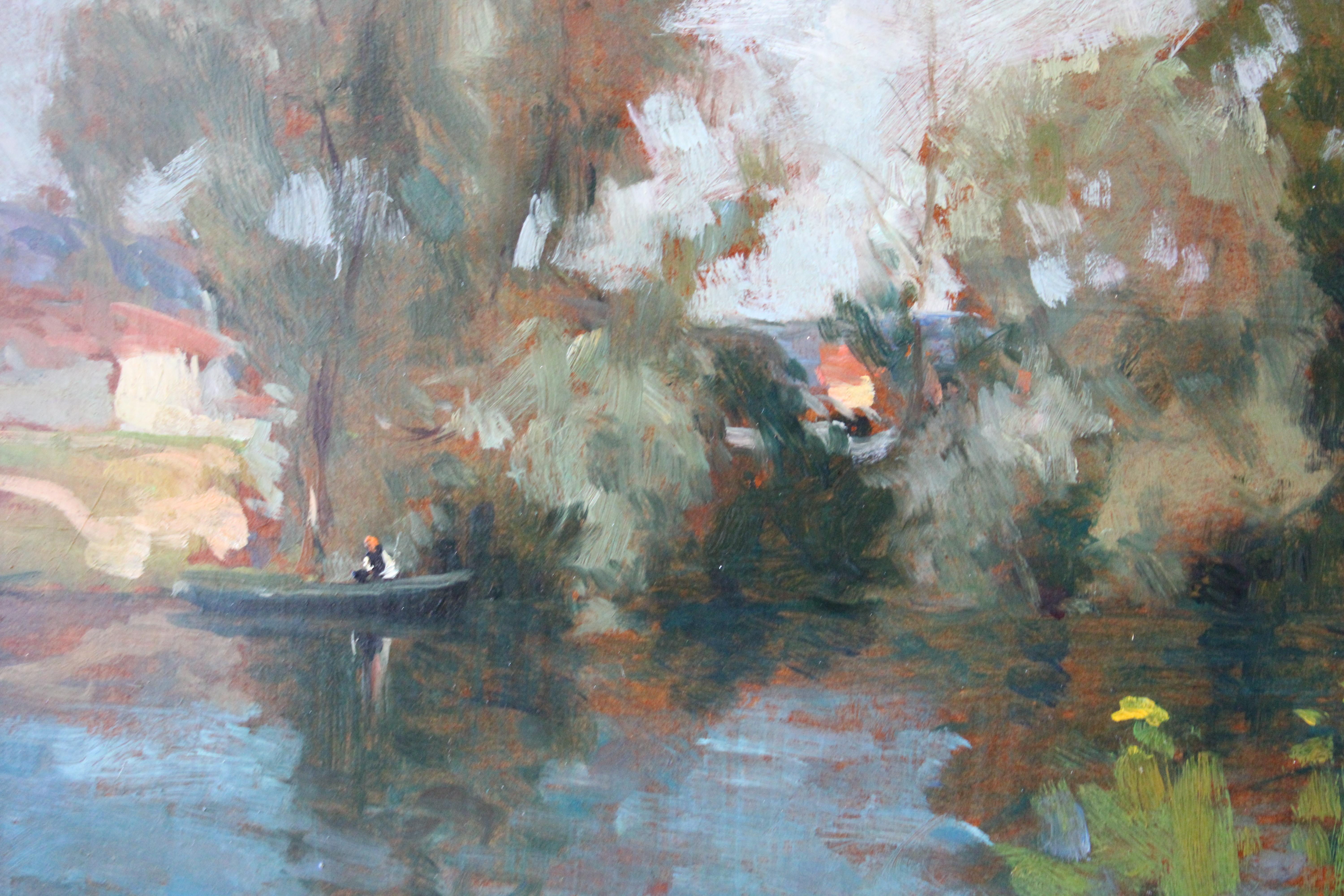 Vintage Französisch Landschaft Ölgemälde, Mitte des Jahrhunderts impressionistischen Ölgemälde im Angebot 2