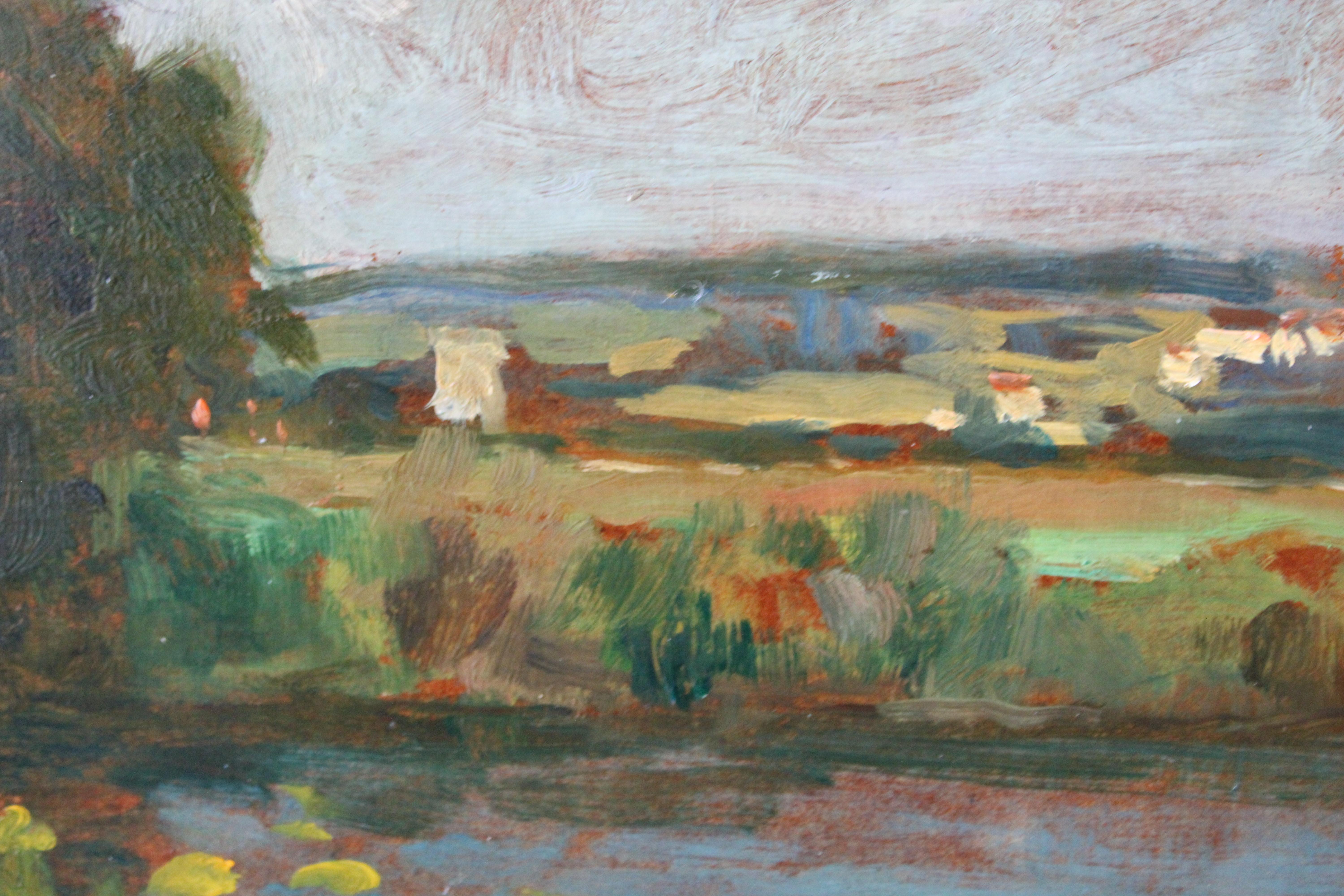 Vintage Französisch Landschaft Ölgemälde, Mitte des Jahrhunderts impressionistischen Ölgemälde im Angebot 3