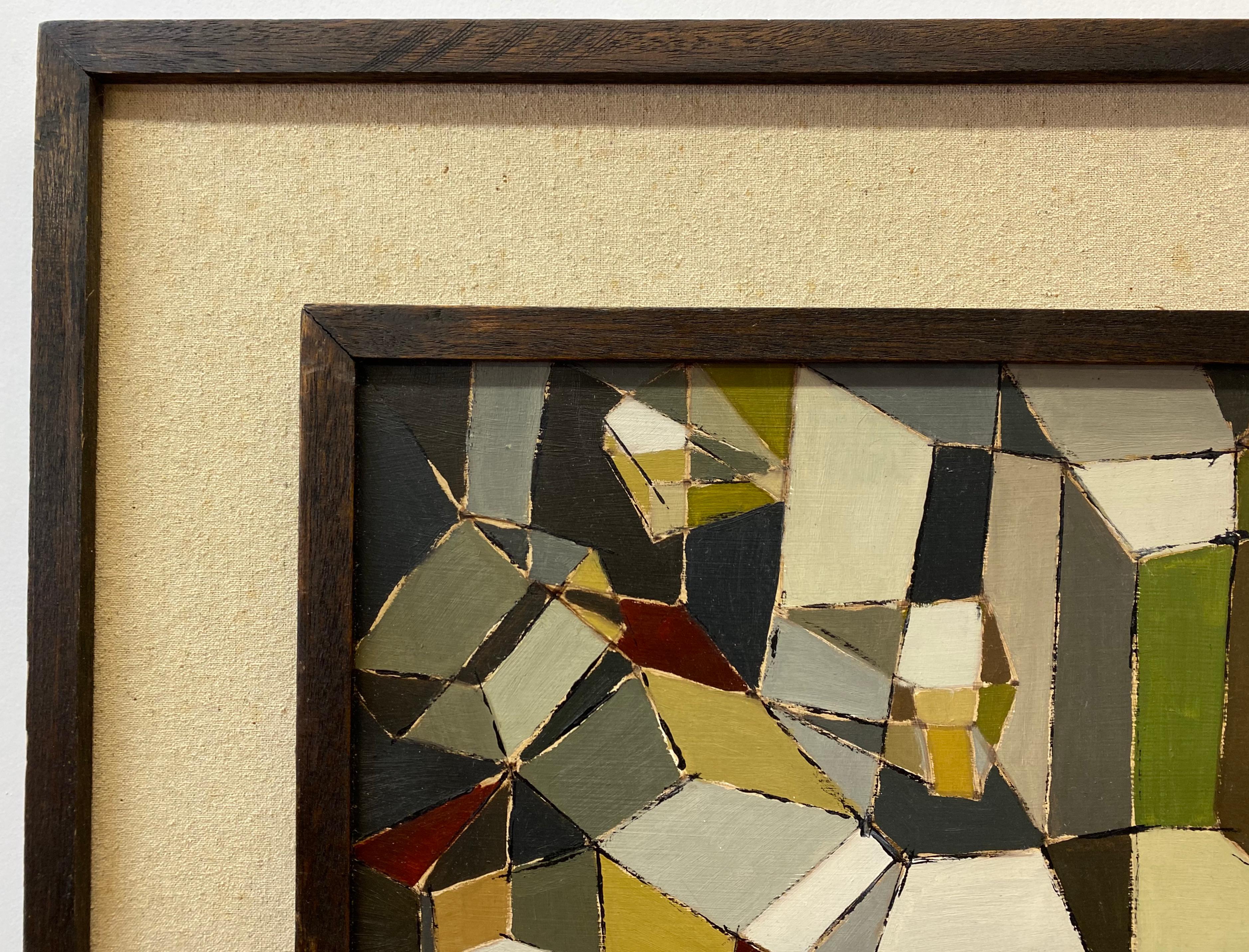 Vintage Geometric Abstract Oil Painting by Bennett C.1961

Original oil on masonite

Dimensions 24