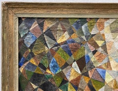 Vintage Geometric Abstract Oil Painting Signed Heliker C.1940s