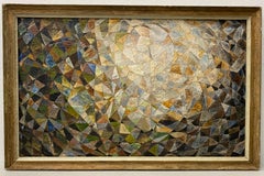 Vintage Geometric Abstract Oil Painting Signed Heliker C.1940s