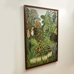Quadro d'epoca di Haiti raffigurante una scena di Jungling con scimmie