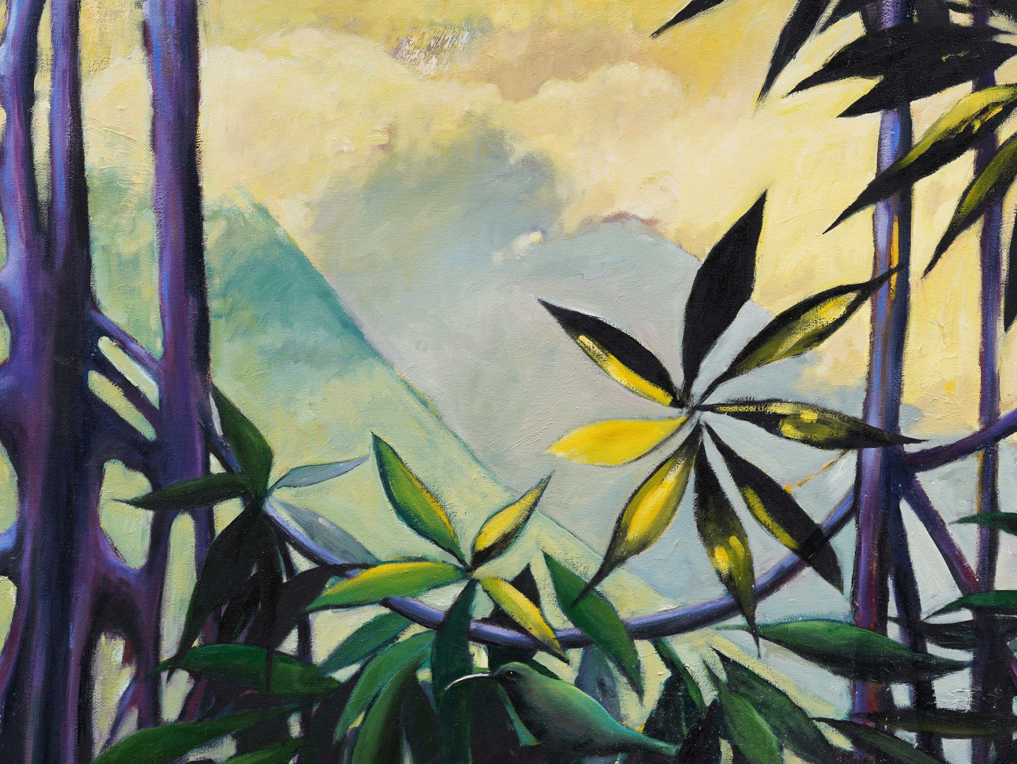 Vintage Hawaiian Landscape Framed Tropical Modern Oil Painting  For Sale 2