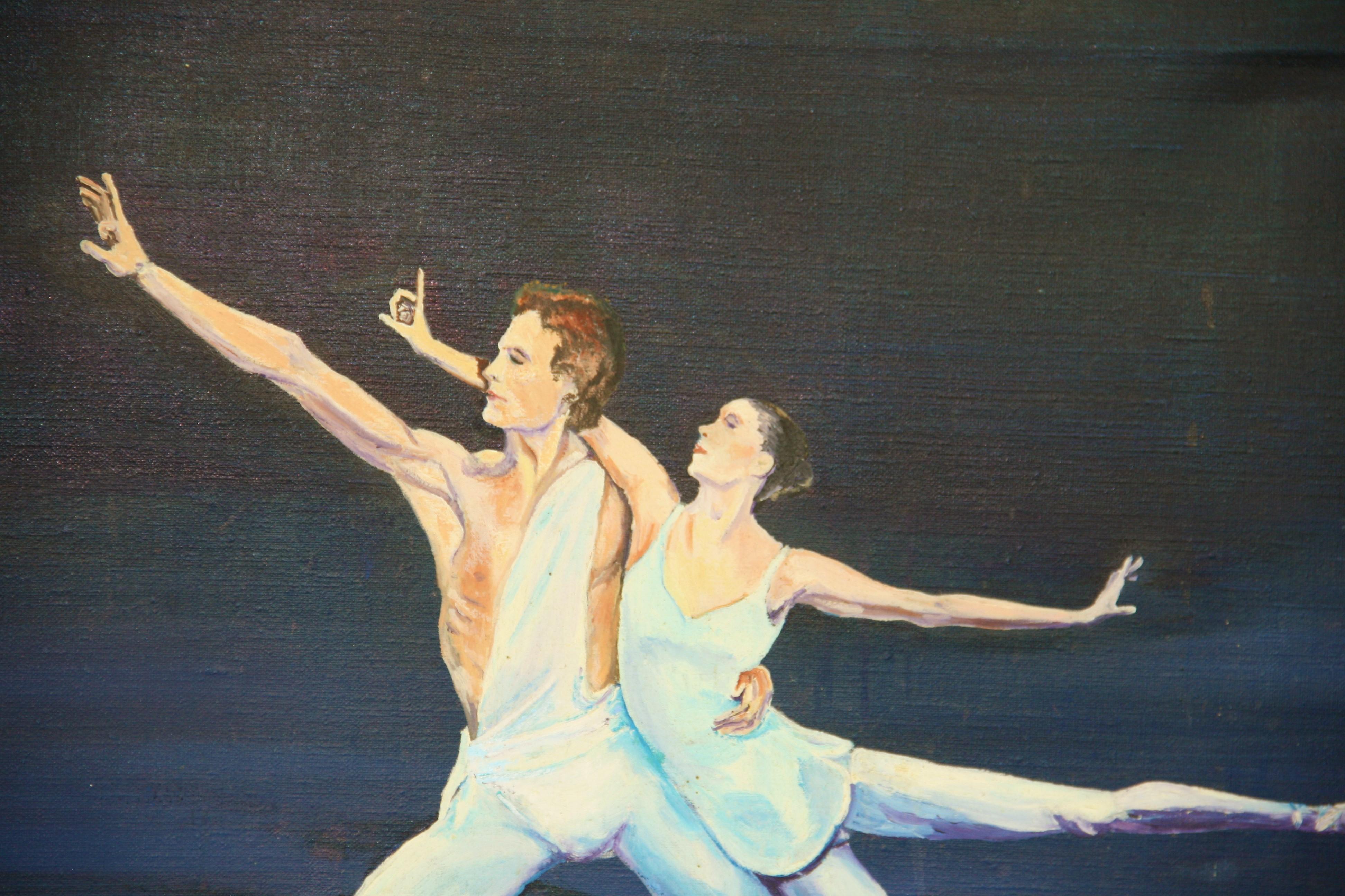 Vintage Impressionist Ballet Couple Acrylic on canvas For Sale 1