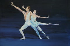 Deux balletistes impressionnistes vintage acrylique sur toile