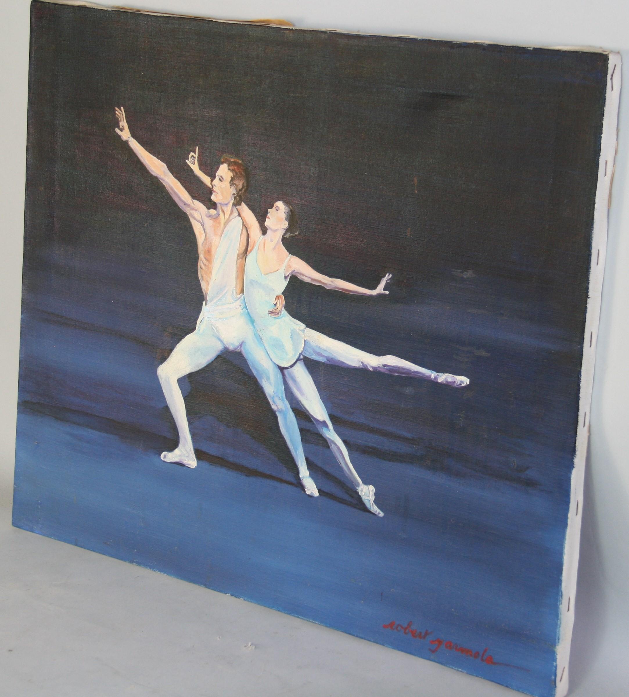 Olio impressionista d'epoca sulla coppia del balletto  su tela in vendita 7