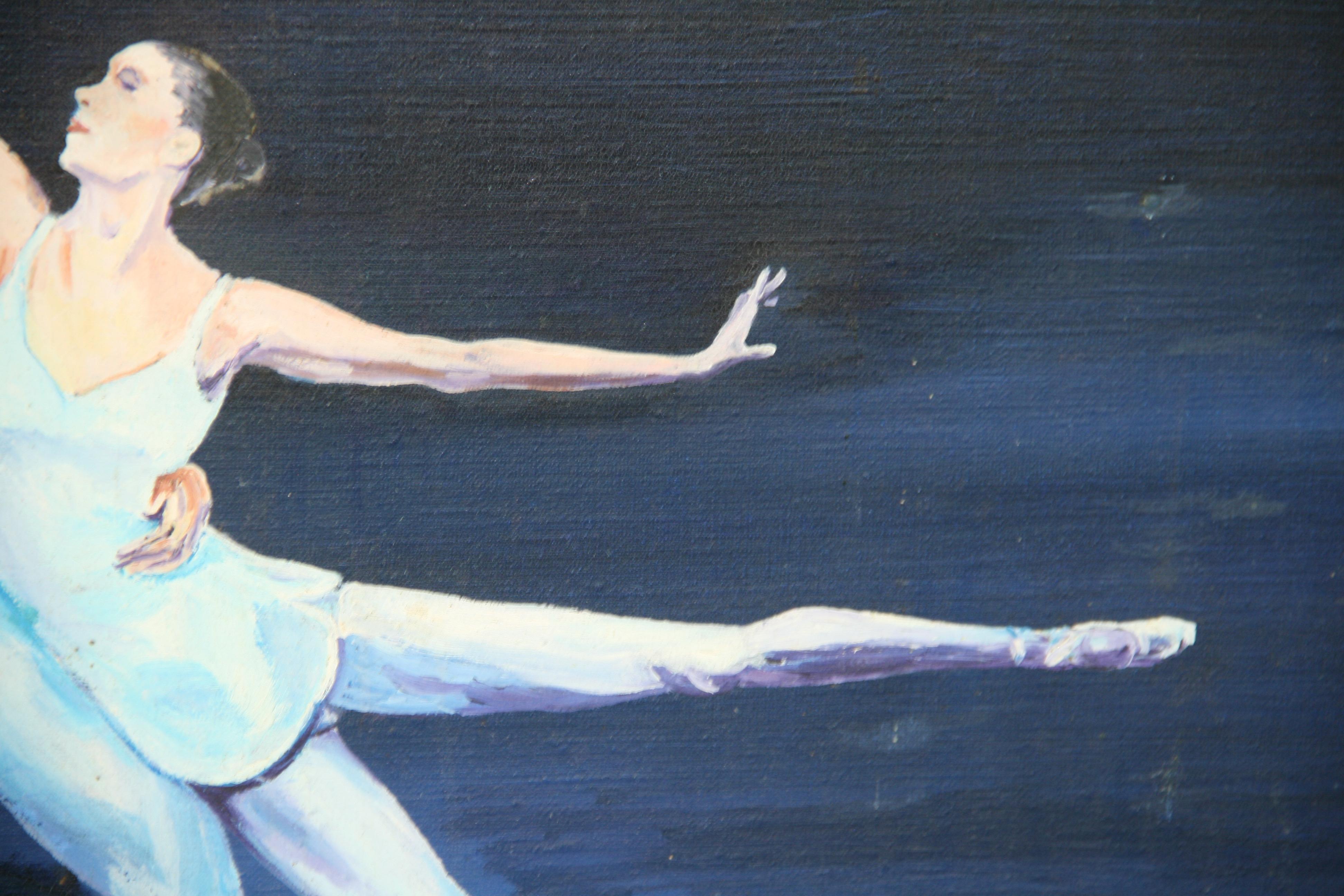 Olio impressionista d'epoca sulla coppia del balletto  su tela in vendita 3