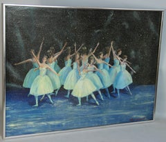 Framed Vintage Impressionist Oil on Canvas Ballet Performance, 22.5x30