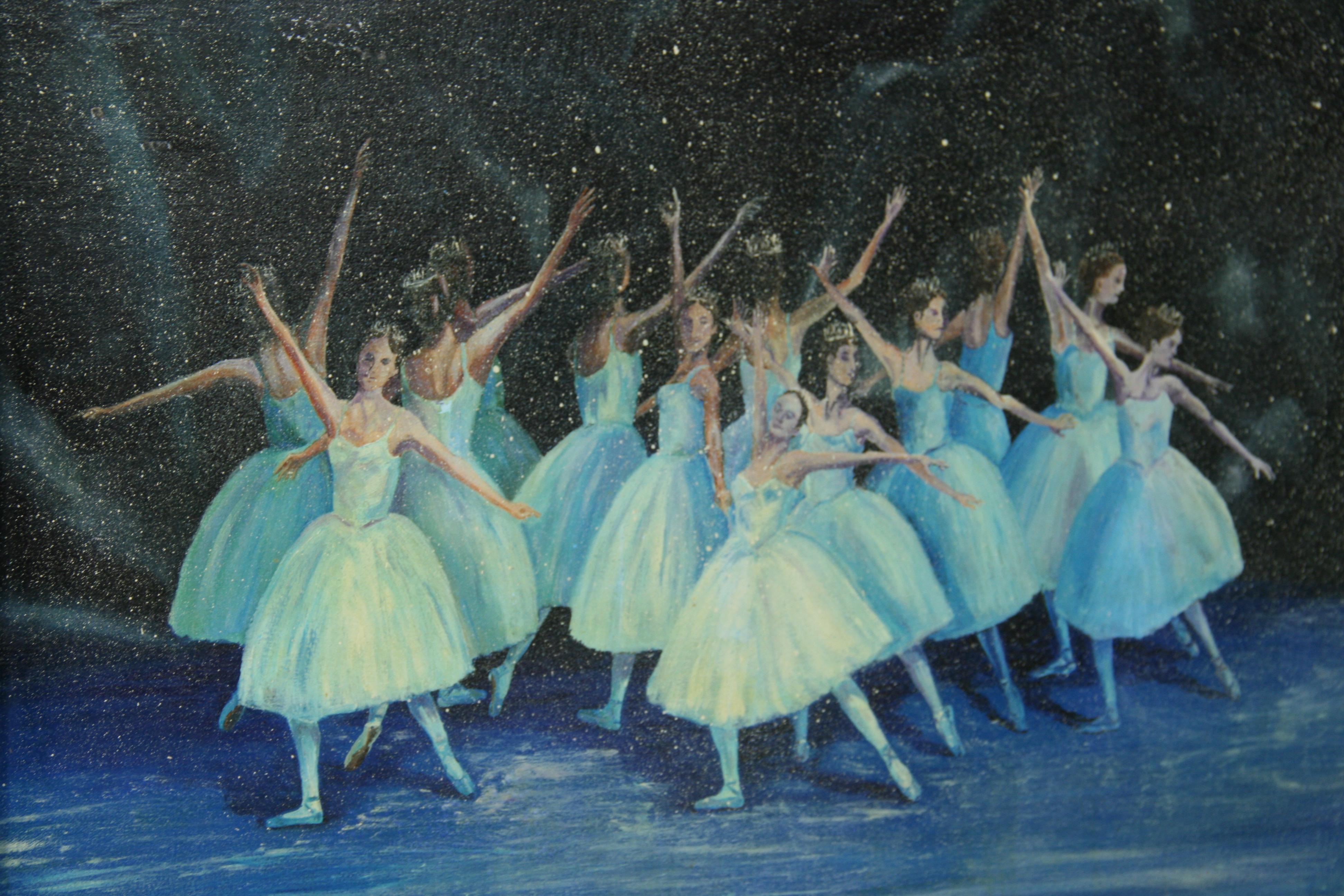 Vintage Impressionist Ballet Performance by Robert Yarmola - Gray Figurative Painting by Unknown