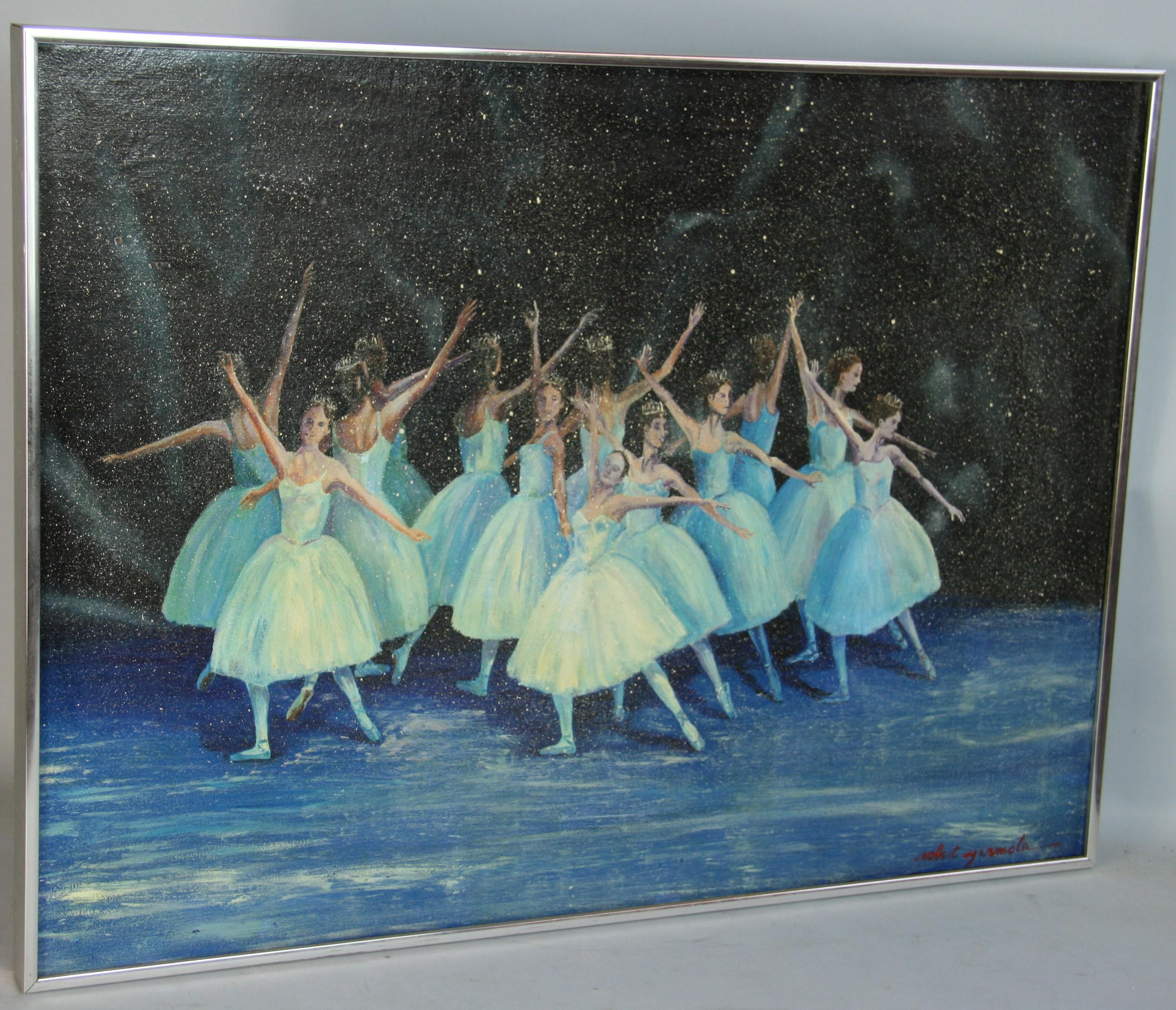 Unknown Figurative Painting - Vintage Impressionist Ballet Performance by Robert Yarmola