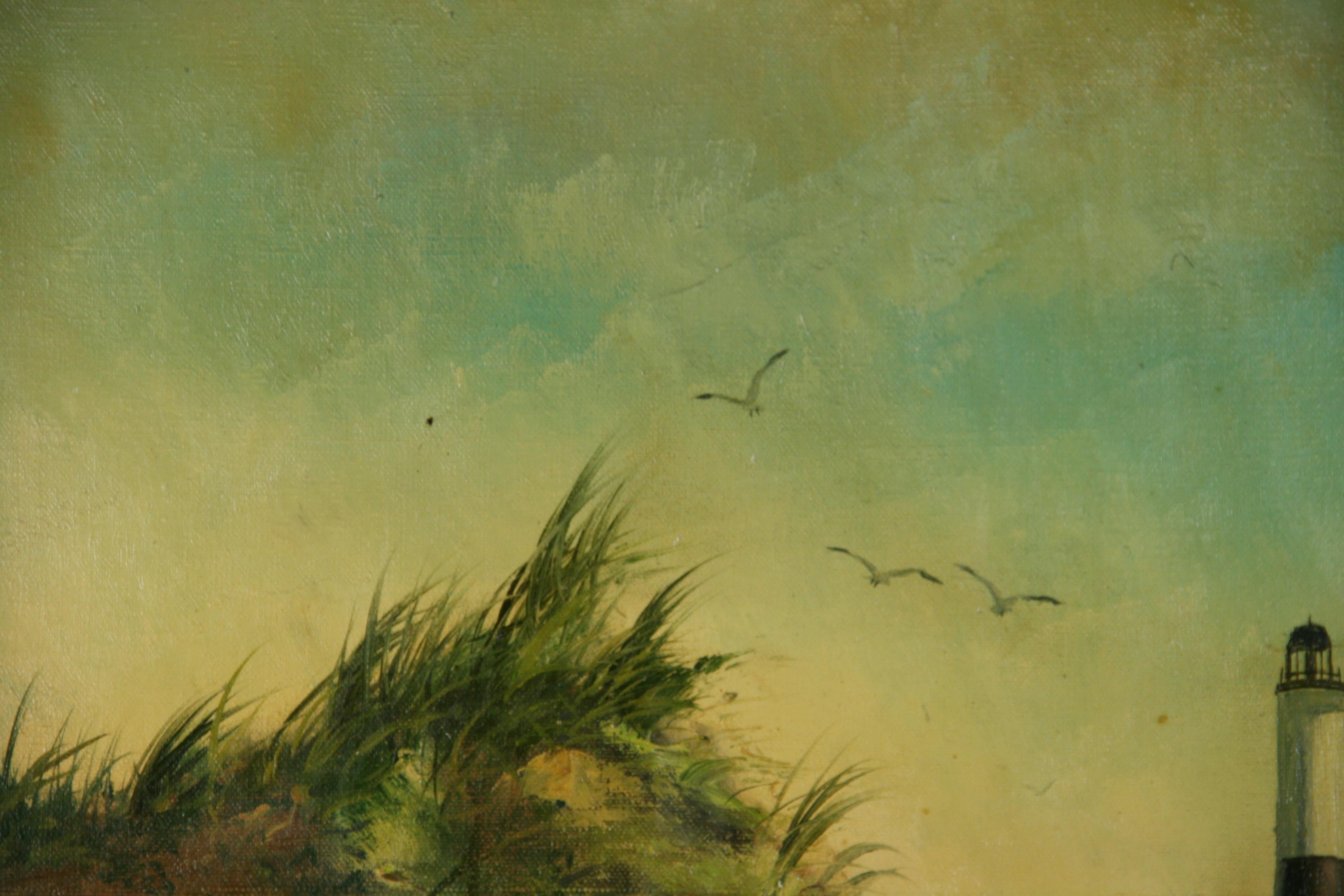 Vintage Impressionist Beach Sand Dunes Seascape For Sale 1