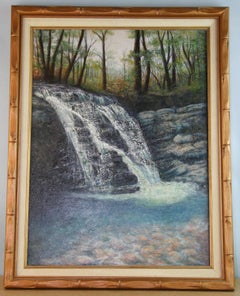 Vintage Impressionist Landscape Waterfall 1950's