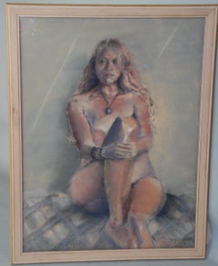 Vintage Impressionist Nude Oil Pastel by Kery Vickers