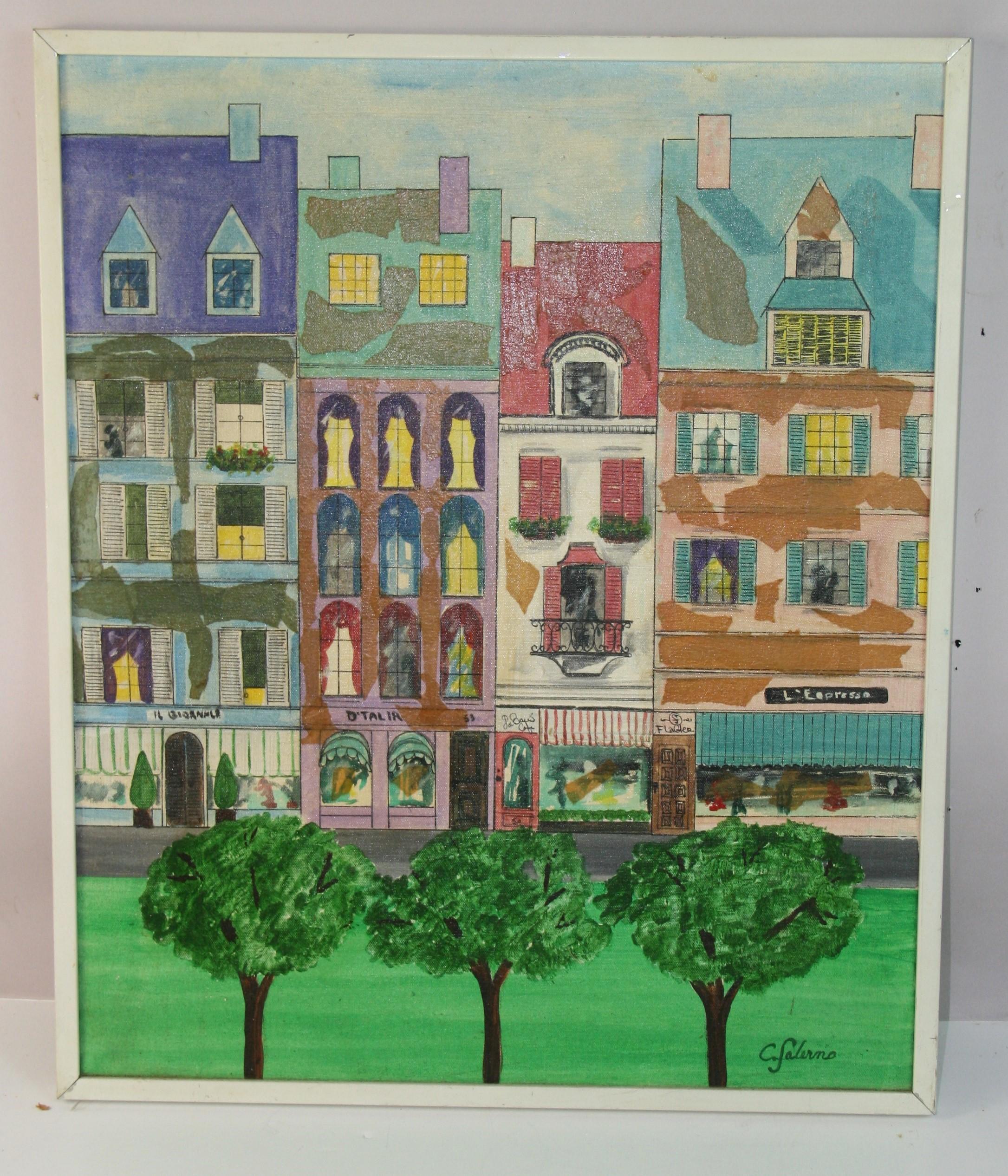 5184 Vintage paysage urbain italien de maisons colorées