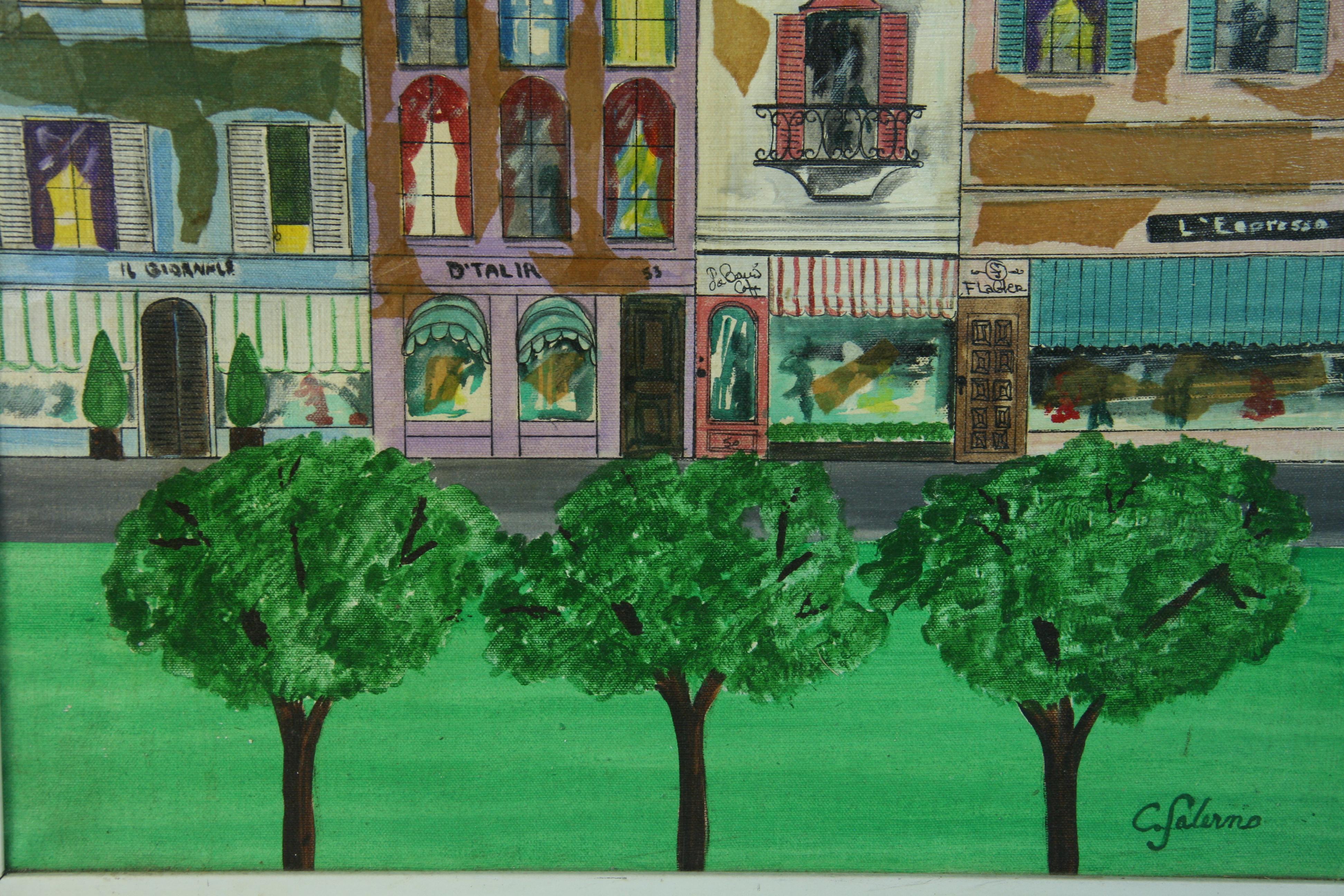 Vieux paysage urbain moderniste édouardien  Paysage de C.Salerno en vente 2