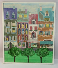 Vintage Itaian Modernist Cityscape oil  Landscape by C.Salerno