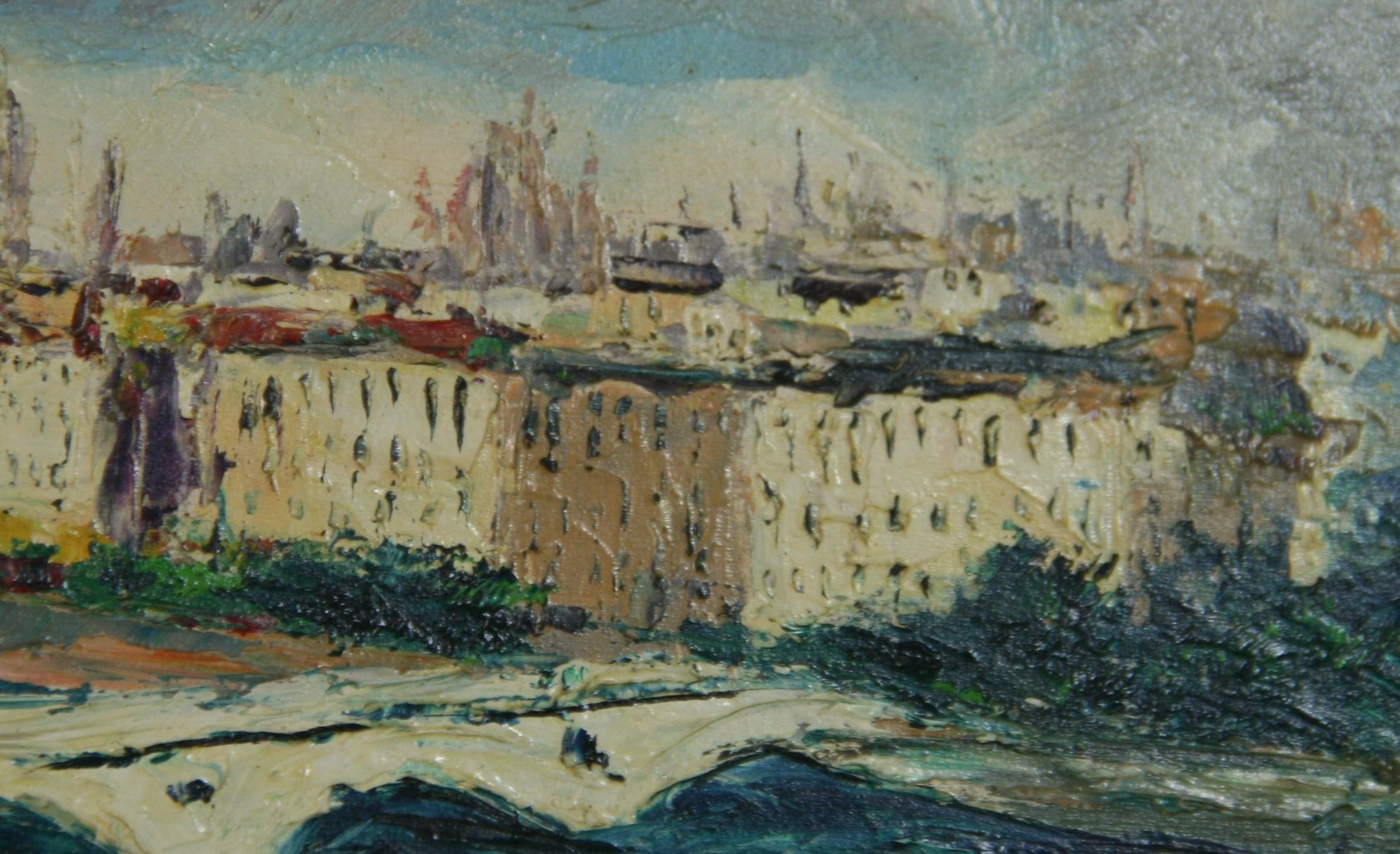 5024 Florenz Italien Stadtbild in einem geschnitzten Holzrahmen Signiert L.Kohn