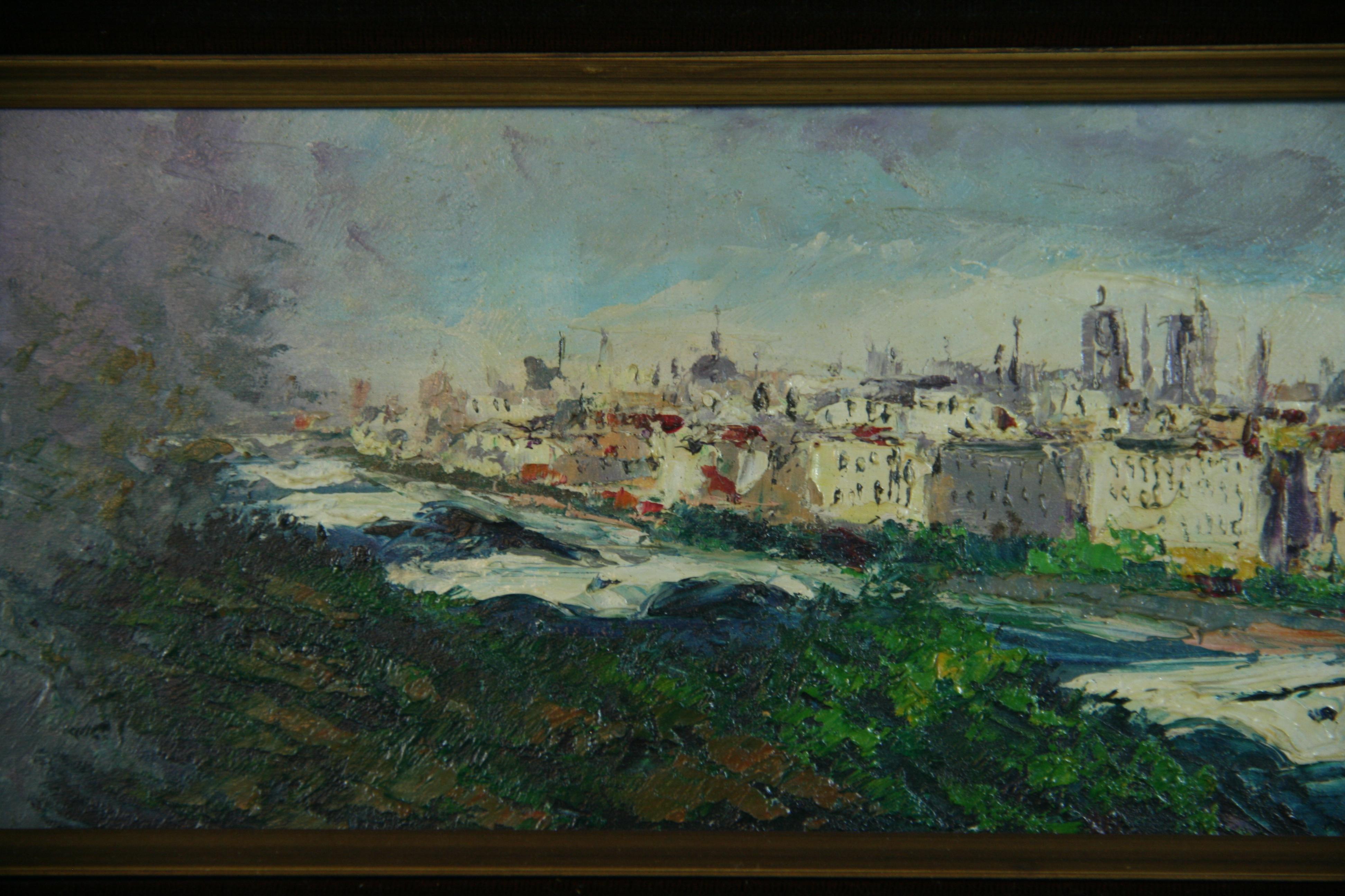 Italienische Stadt Scape, Florenz, Italien, Ölgemälde 1970 im Angebot 1