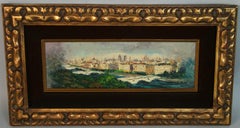Retro Italian City Scape Florence Italy Oil Painting 1970