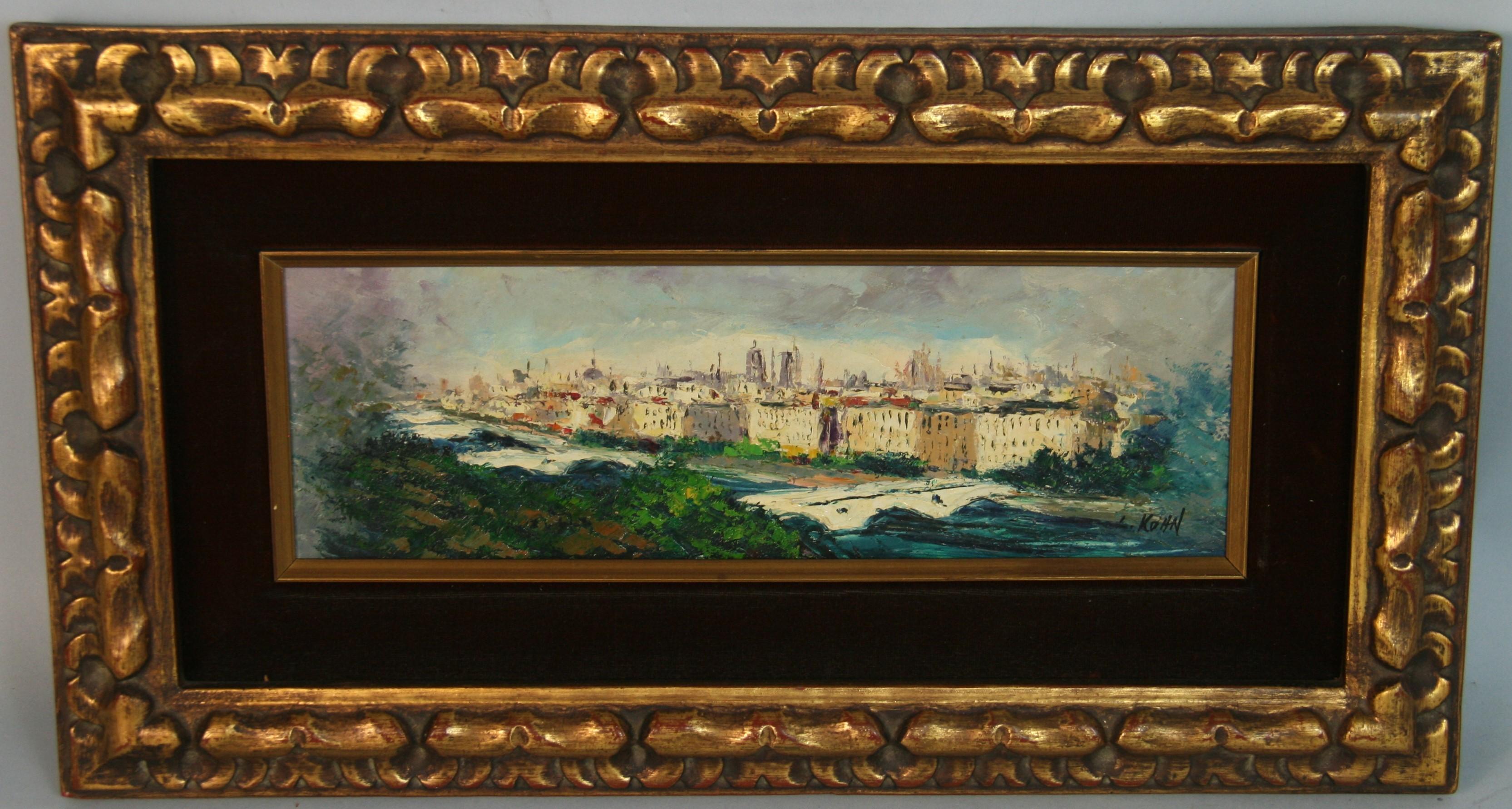 Peinture à l'huile italienne vintage de Florence, Italie, 1970