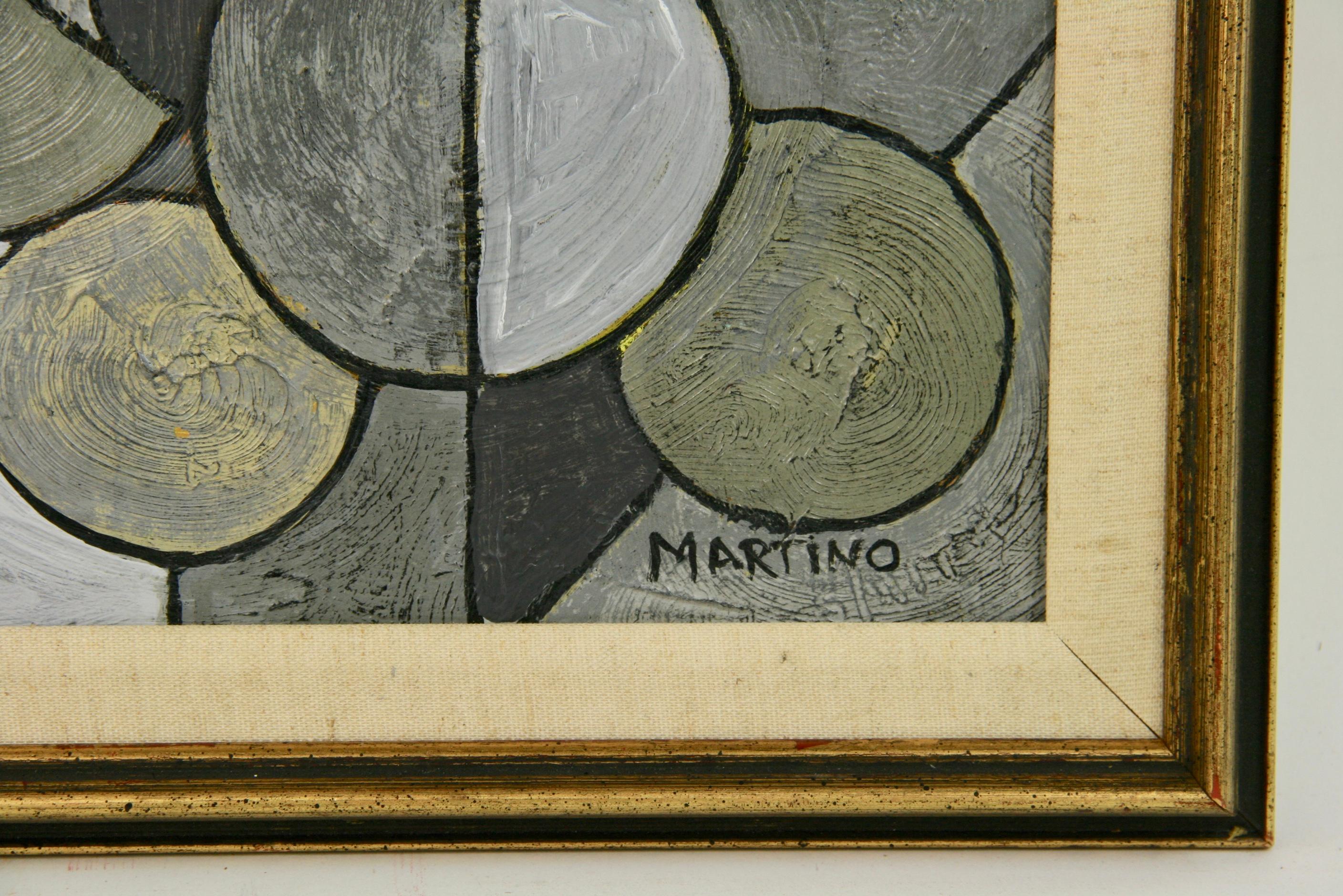 Vintage italien géométrique  Cubique  « Shades of Gray » de Martino, années 1970 - Painting de Unknown