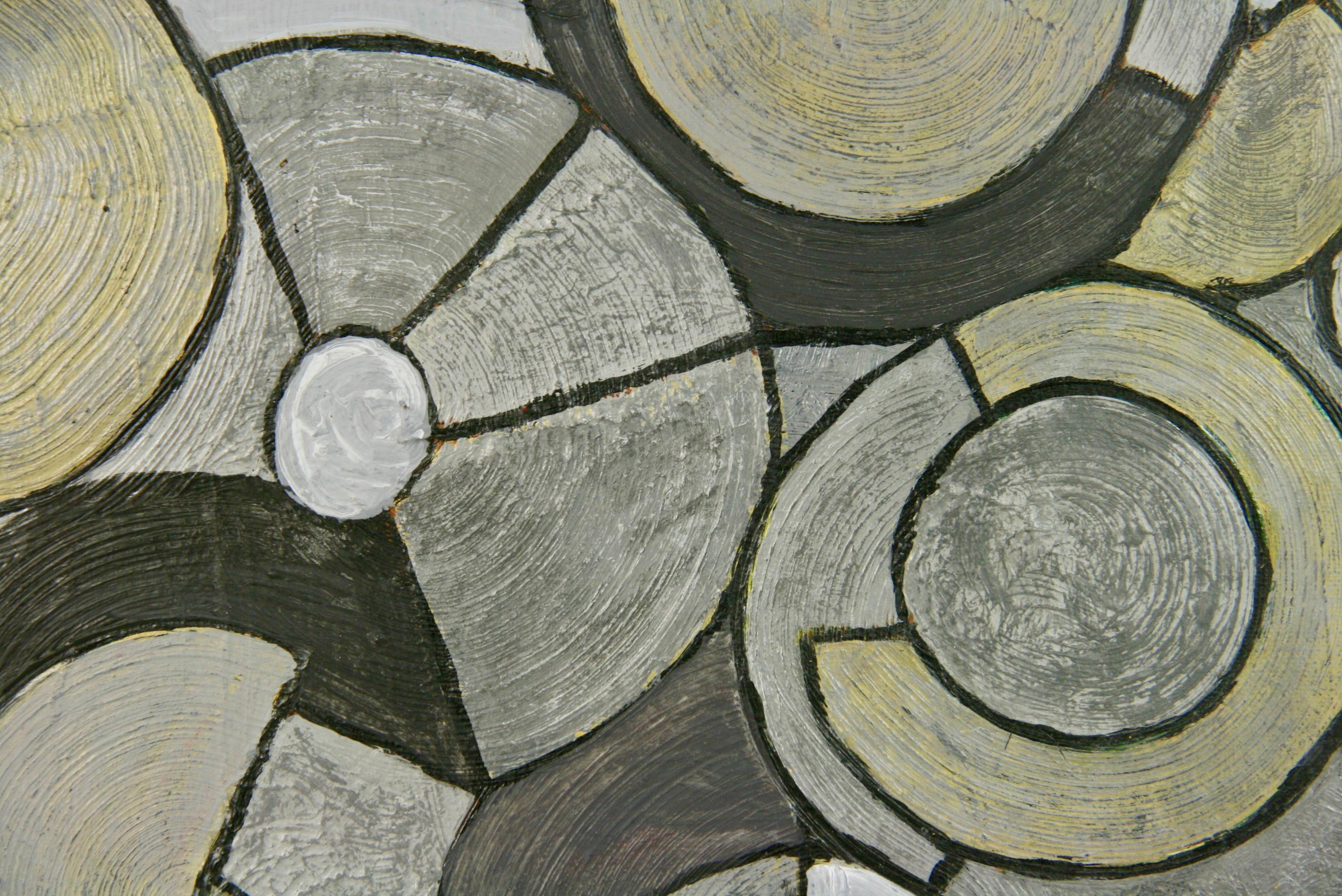 Vintage italien géométrique  Cubique  « Shades of Gray » de Martino, années 1970 - Marron Abstract Painting par Unknown