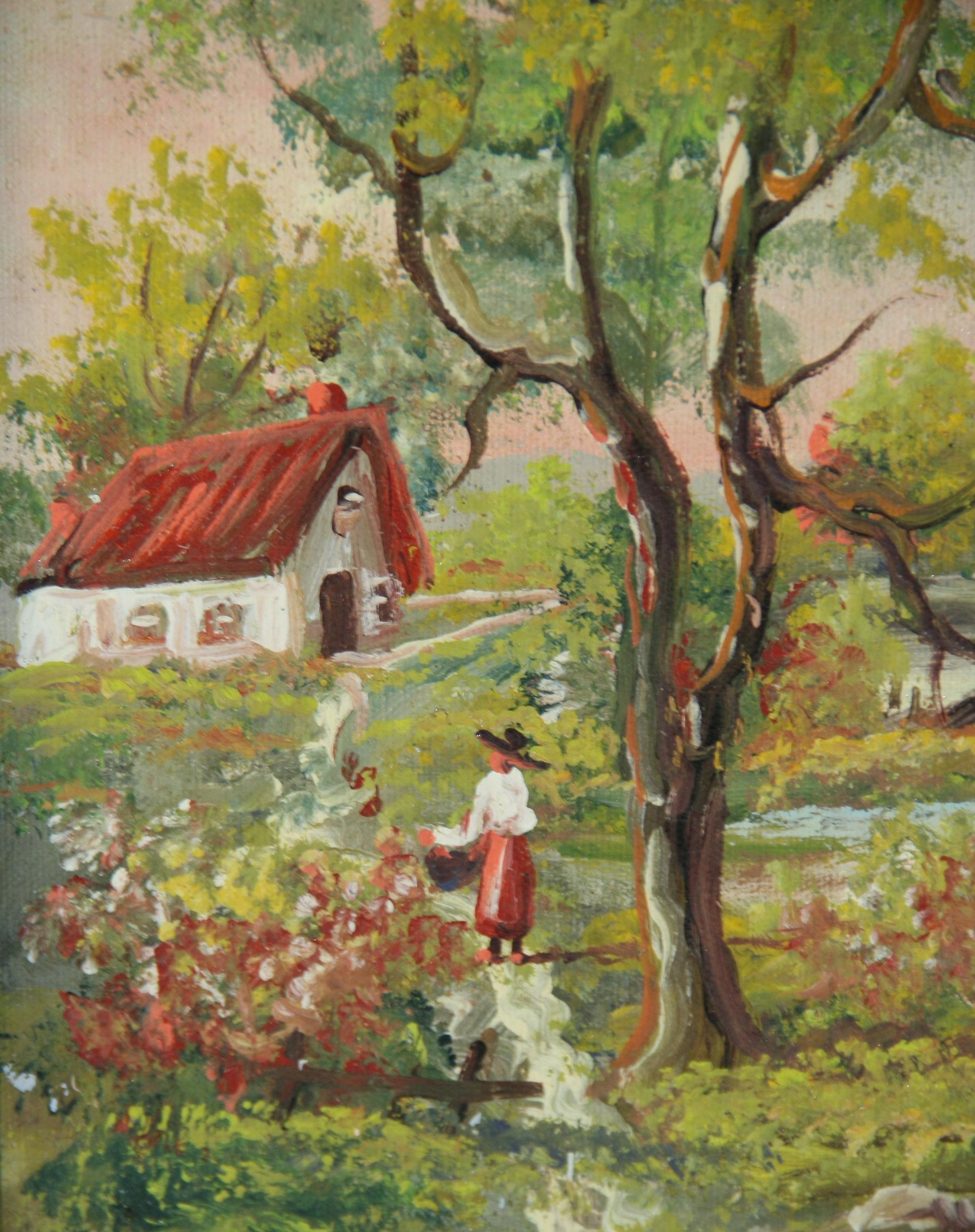Cuadro al óleo italiano vintage 