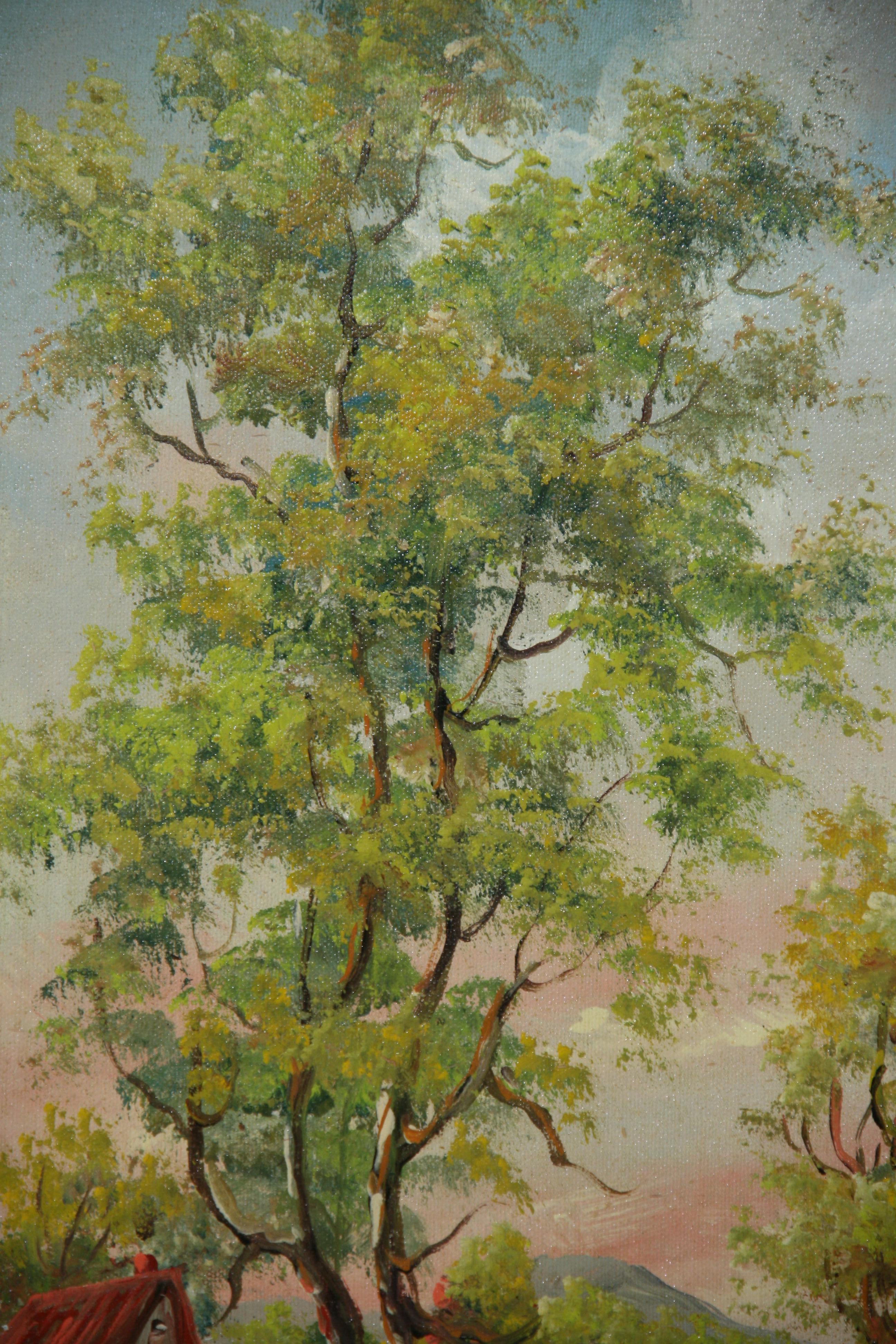 Italienisches Ölgemälde im Vintage-Stil „Rivers Edge with Tall Trees“ von Lavera, Vintage im Angebot 2