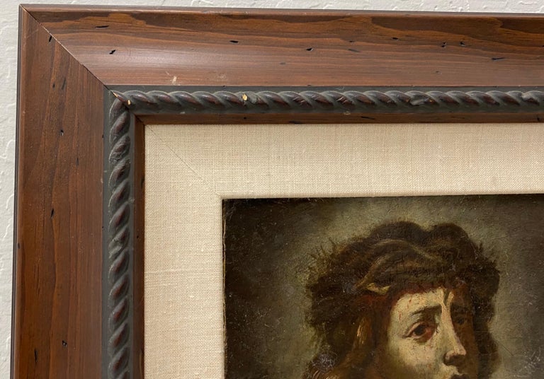 Vintage Jesus of Nazareth Original Oil Portrait 20th Century For Sale 1