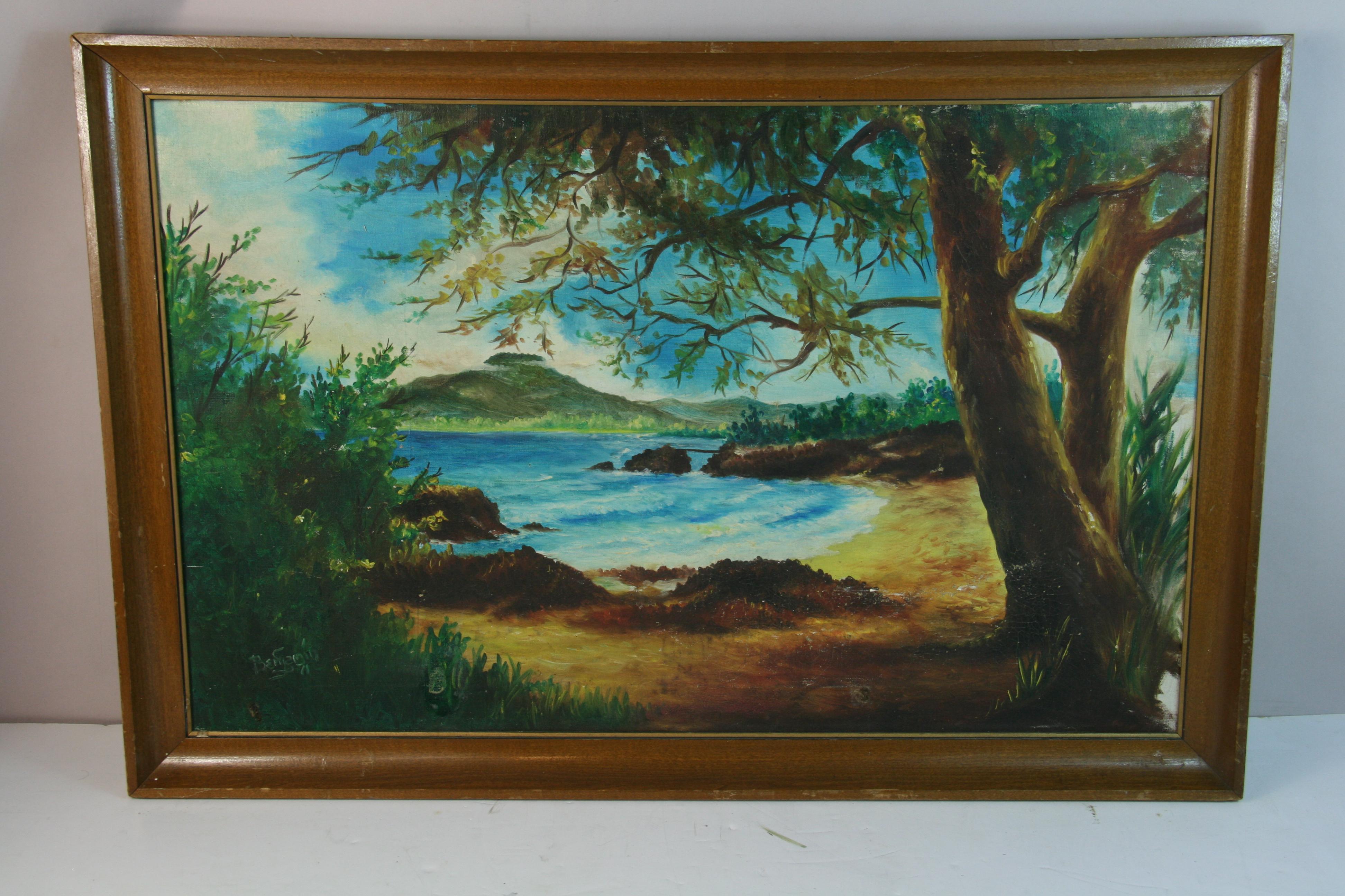 Vintage Seelandschaft (Braun), Landscape Painting, von Unknown