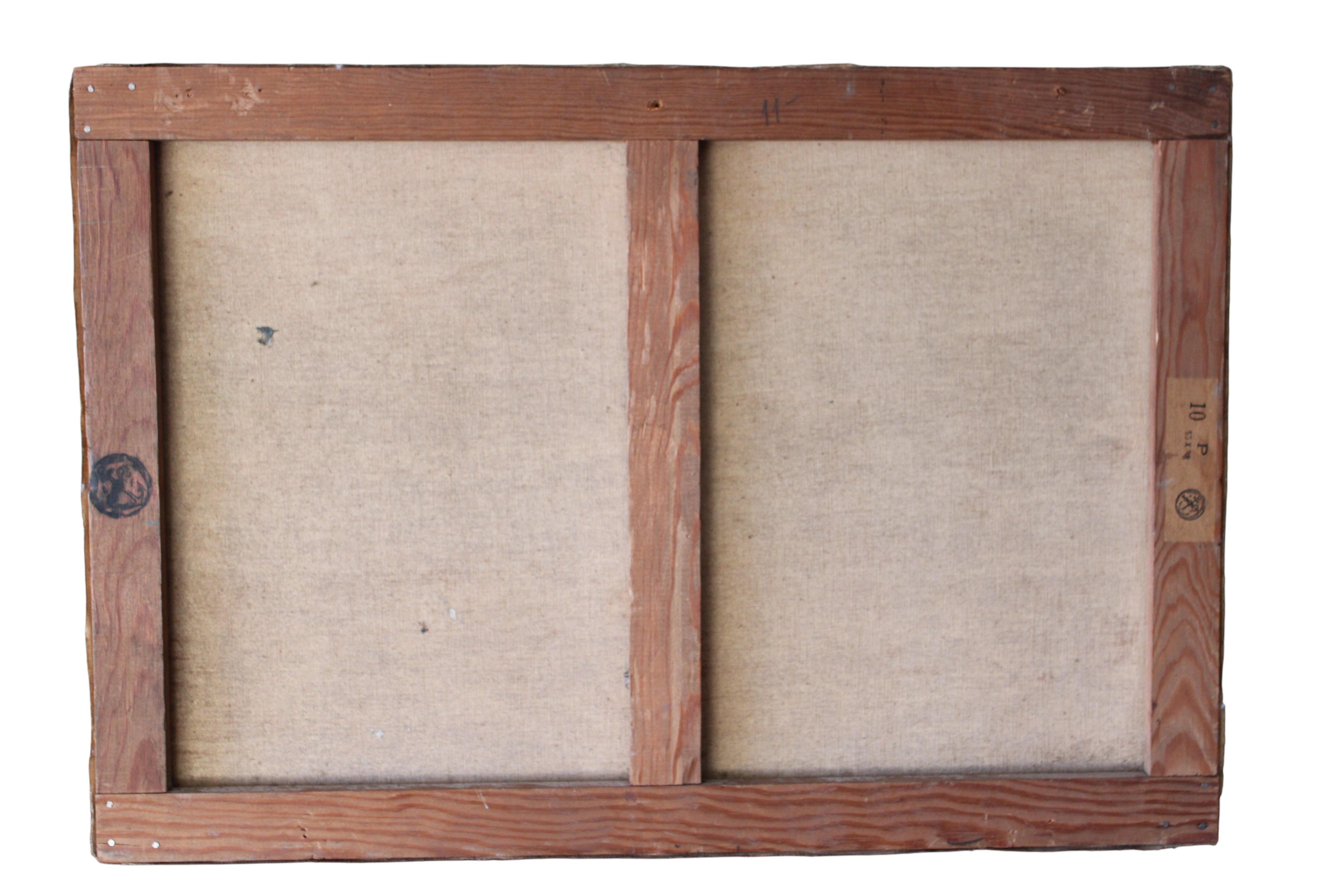 Vintage Landscape Oil Painting, Post-Impressionist Snowscape by P Mossu For Sale 7