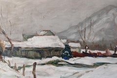 Vintage Landscape Oil Painting, Post-Impressionist Snowscape by P Mossu