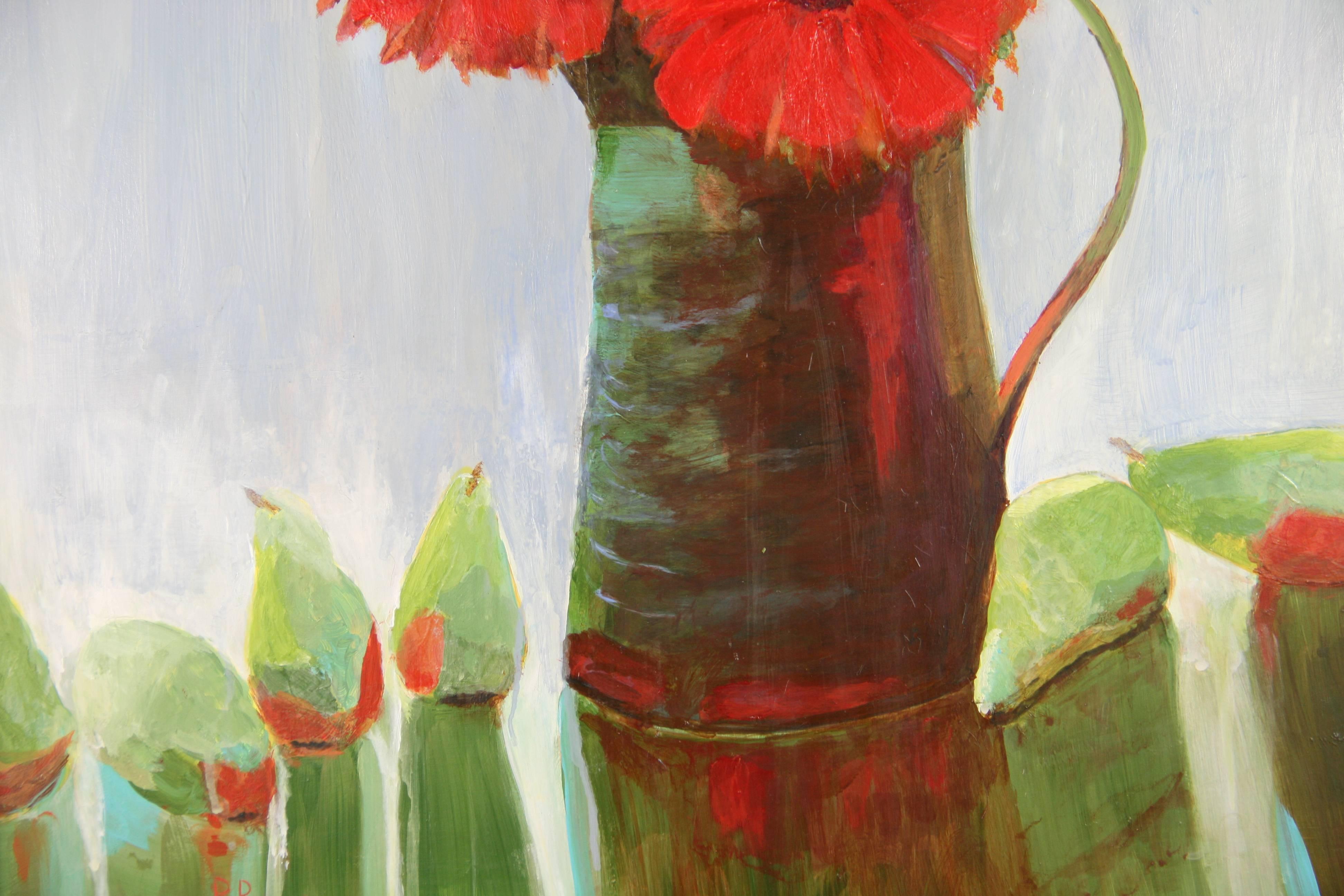 Vintage Große Skala Rot Bouquet Floral  Stilleben-Malerei  im Angebot 2