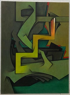 Vintage "Le Geste Immobile" Abstract Oil Painting c.1981