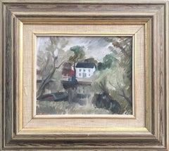 Vintage Mid 20th Century Framed Landscape Oil Painting - Beyond the Willow