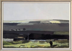 Pittura ad olio incorniciata con paesaggio urbano d'epoca di metà secolo - Distanza