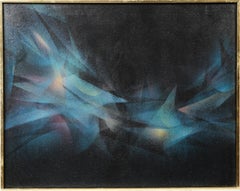 Kubistisches Nocturnal Moody Abstrakt Expressionistisches Ölgemälde aus der Mitte des Jahrhunderts
