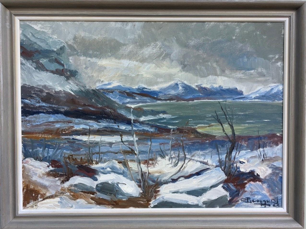 Vintage Mid-Century Expressionist Landscape Oil Painting - The Mountains