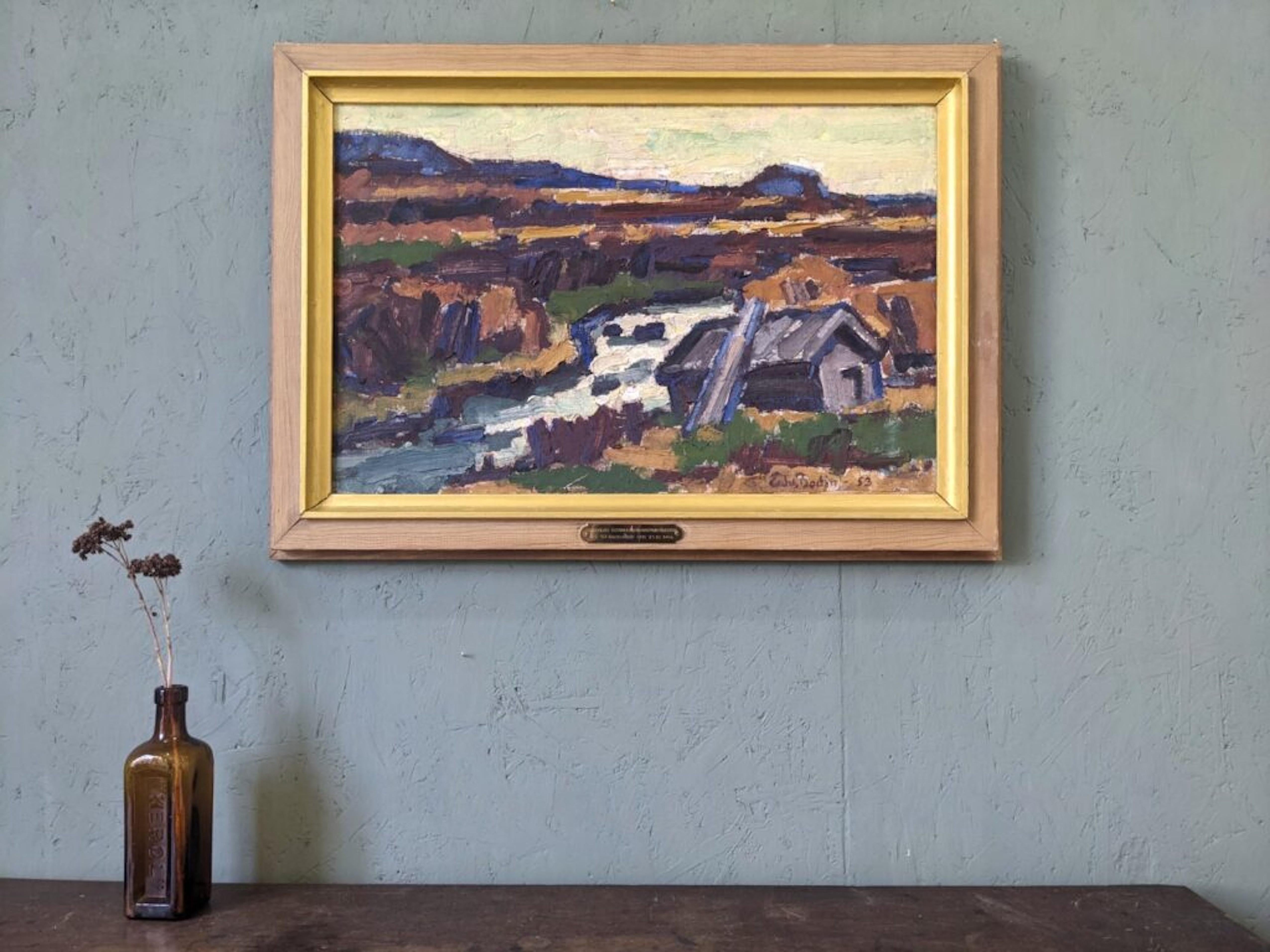 Unknown Vintage MidCentury Expressive Landscape Framed Oil Painting